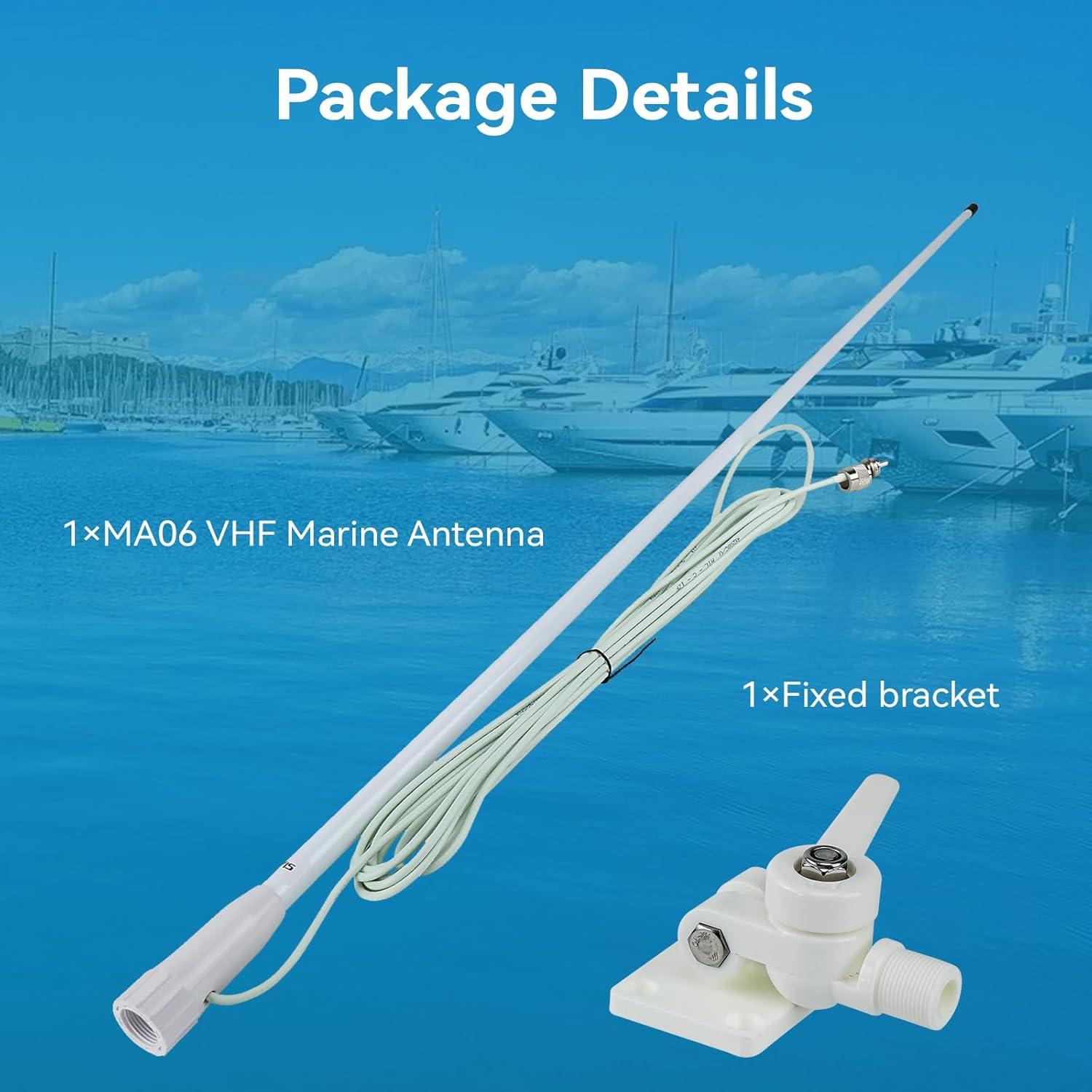 Antena Marina VHF Retevis MA06 3.5dBi 1.1m con Cable 7m