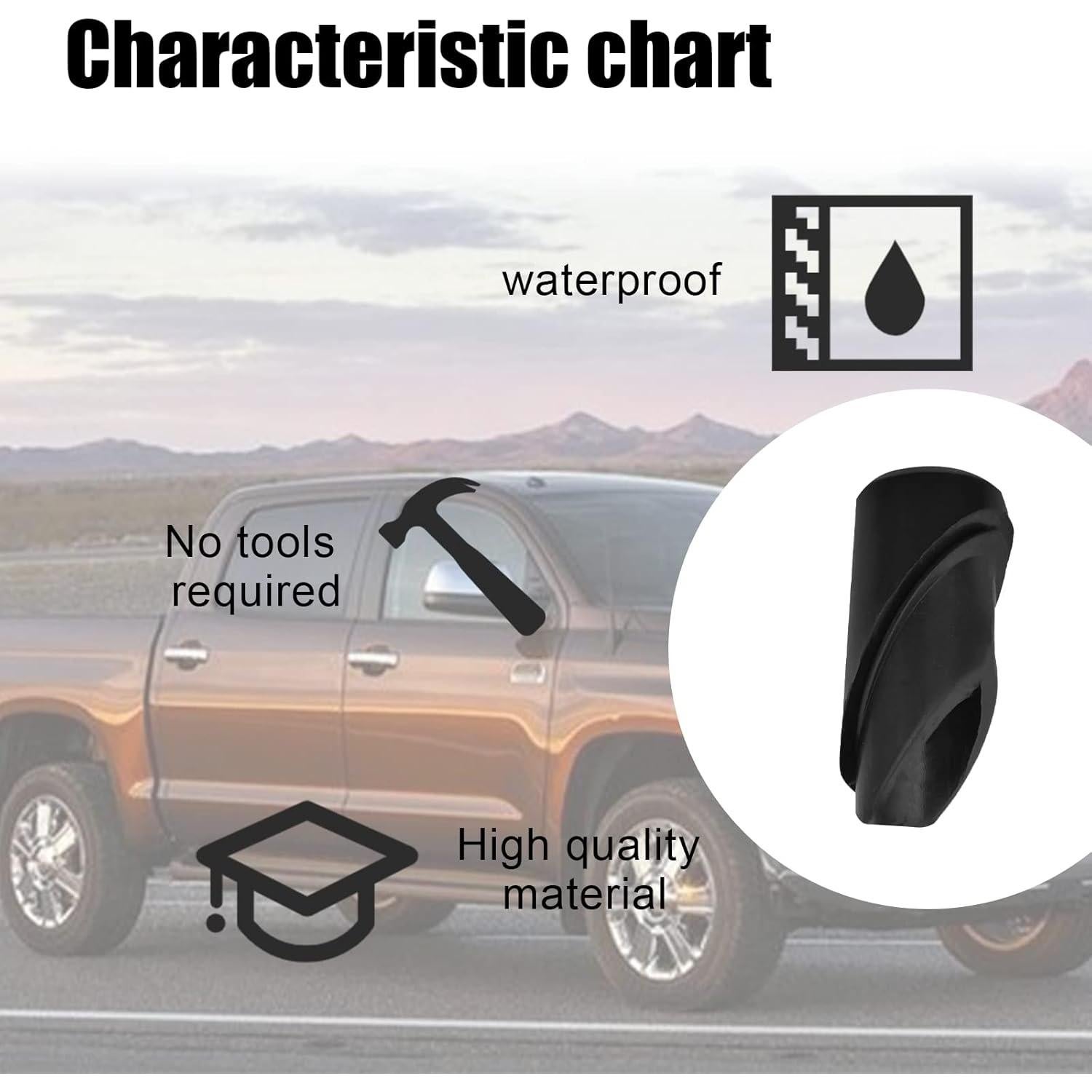 Antenna Ornament Rubber Adapter Base Compatible with Toyota Tundra 2014-2020 Replace 86392-0C030 Manual Radio Antenna Mounted Base Bezel