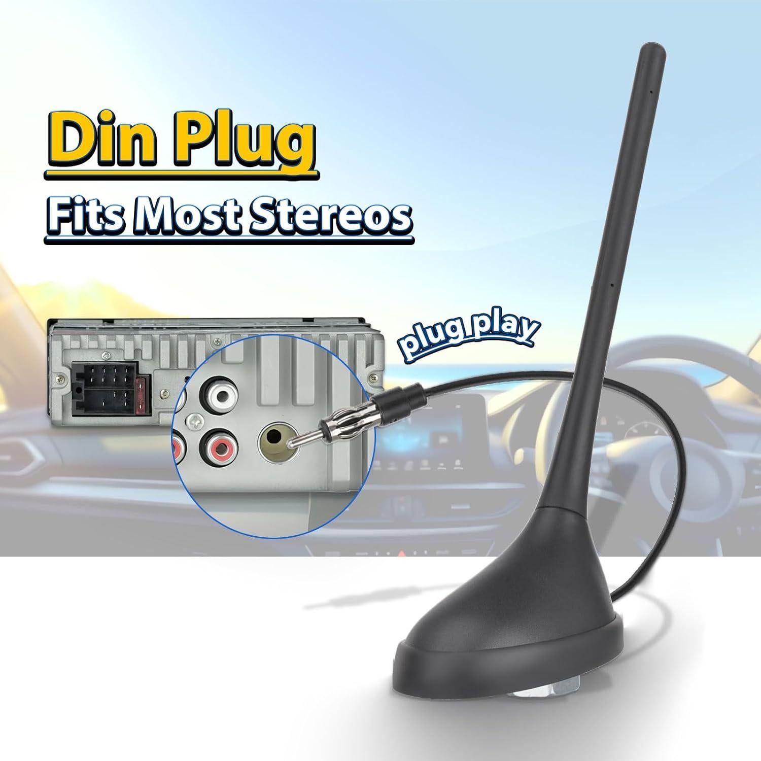 Antena de Radio Universal Eightwood para Automóvil FM AM 7dBi