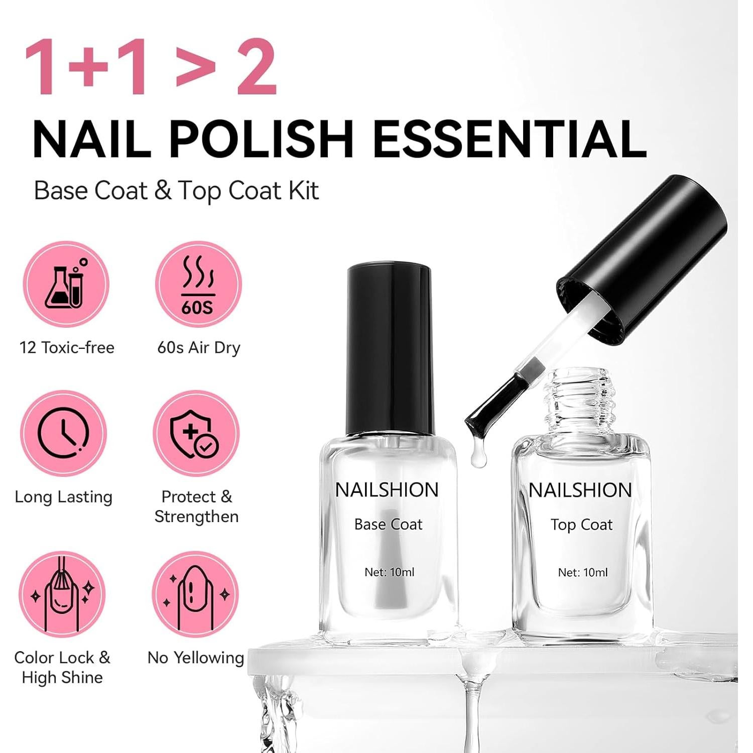 Set de Esmalte de Uñas Nailshion - Capa Base y Superior Vegano