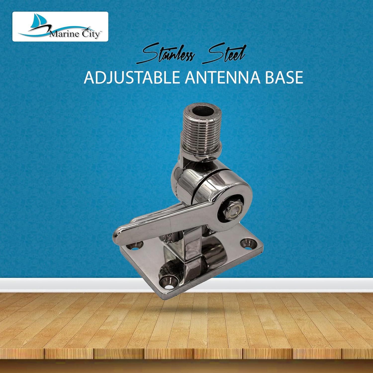 Base de Antena Ajustable Marine City Acero Inoxidable 316