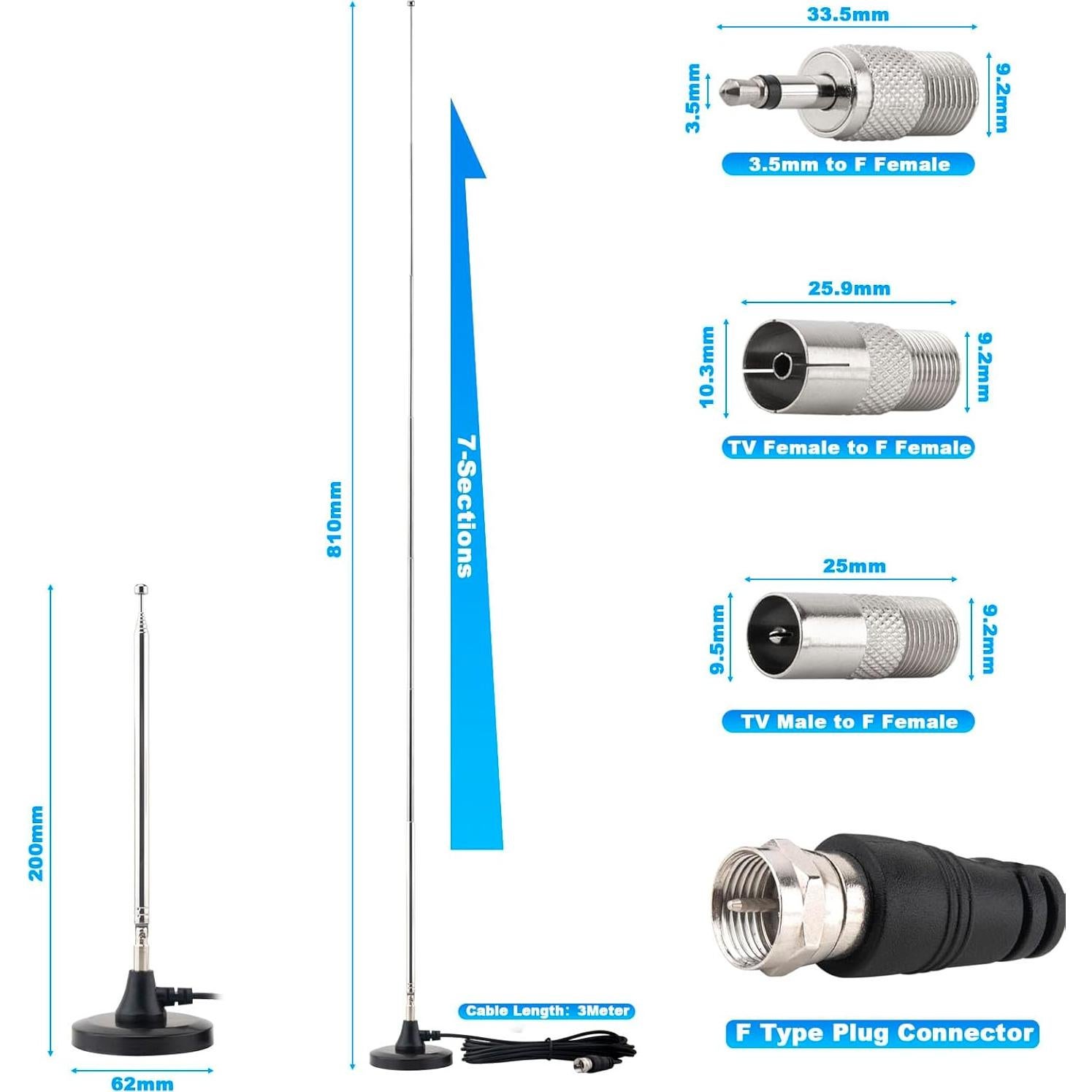 Antena Telescópica Digital FM con Base Magnética X~wind