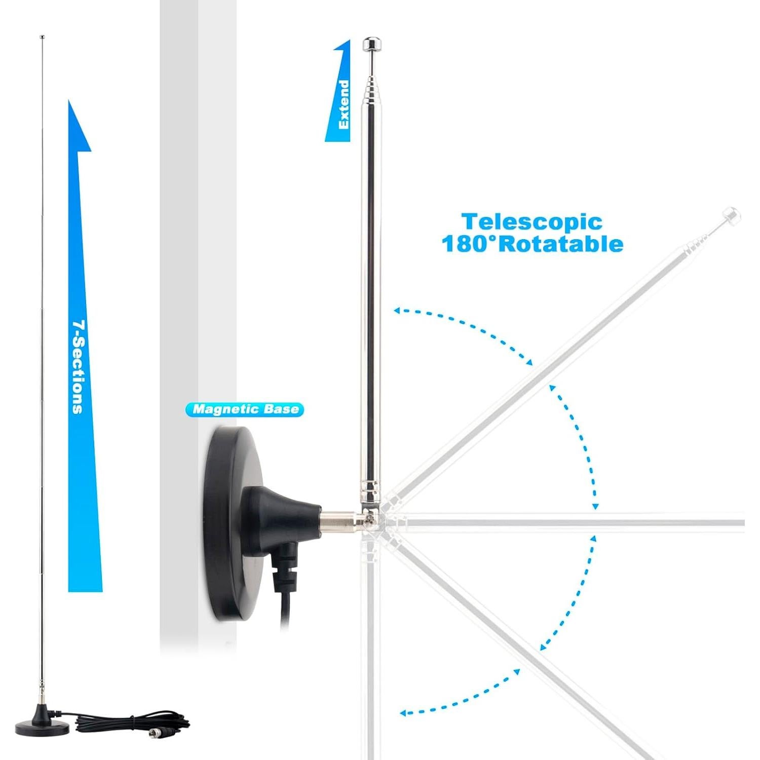 Antena Telescópica Digital FM con Base Magnética X~wind