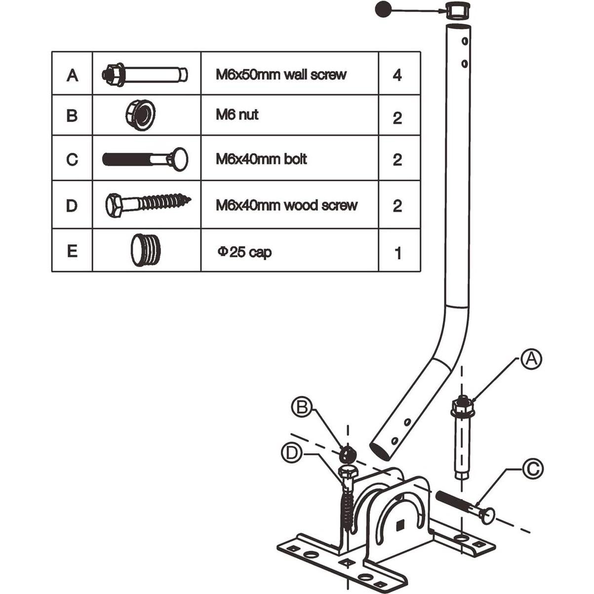 Soporte Ajustable para Antena PBD - Poste de Montaje 41.9 cm