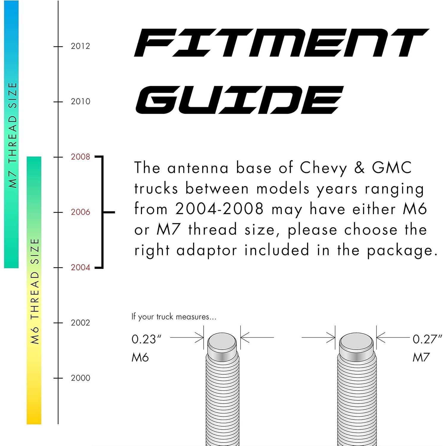 Antena corta Rydonair 33cm para Chevy Silverado y GMC Sierra