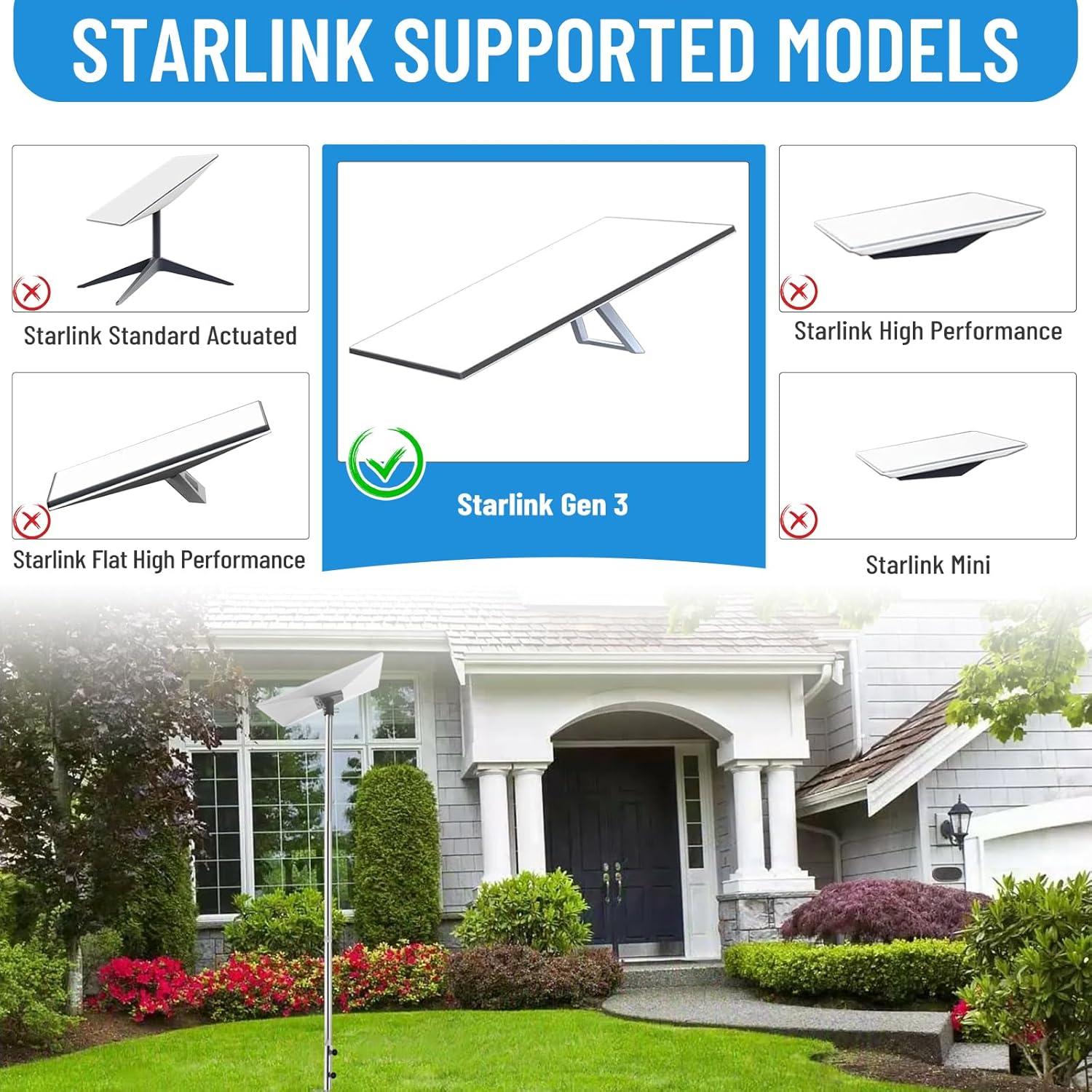 Kit de Montaje en Poste Starlink Gen 3 - Acero Inoxidable 3.05m