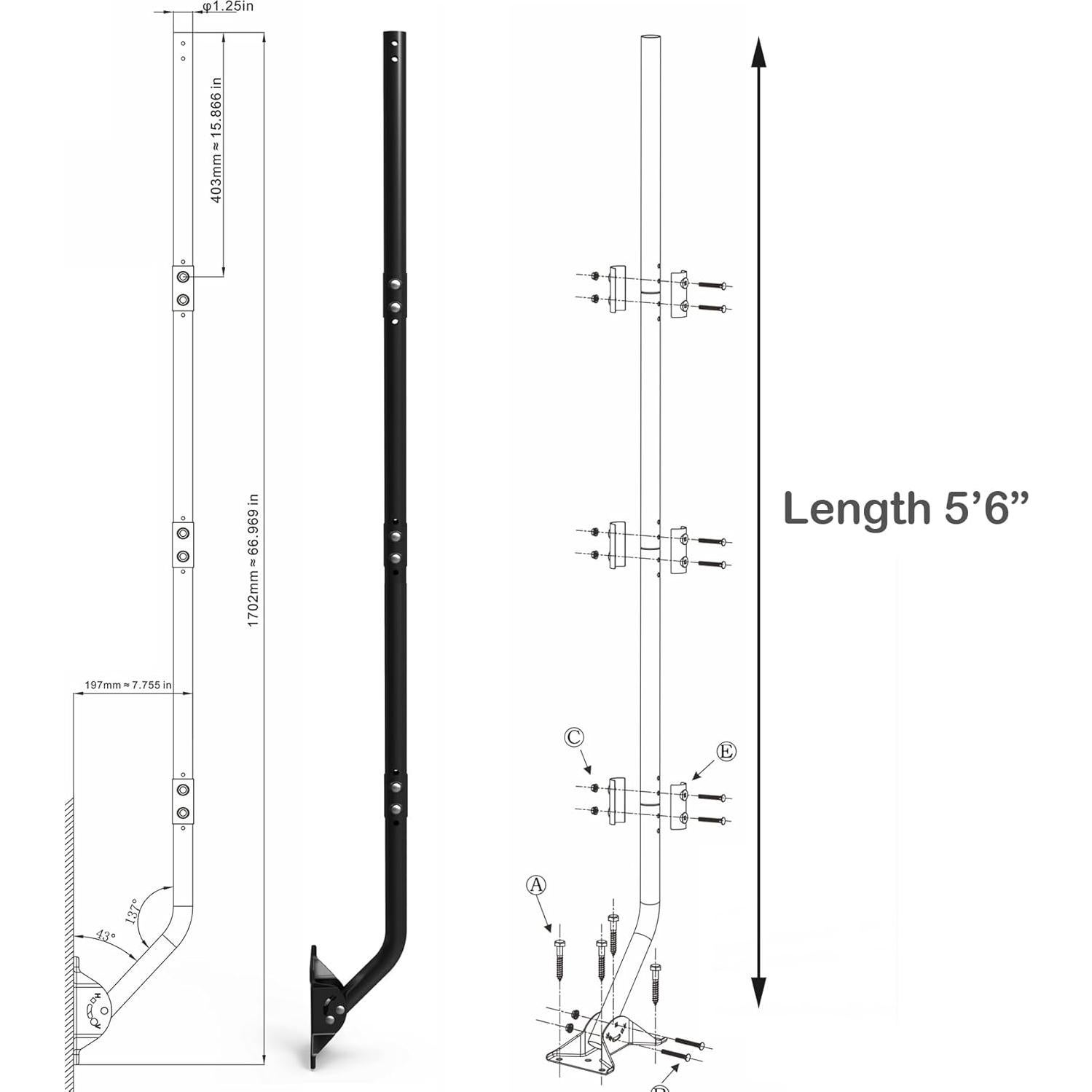 Soporte Ajustable PIBIDI para Antena Exterior 1.68m