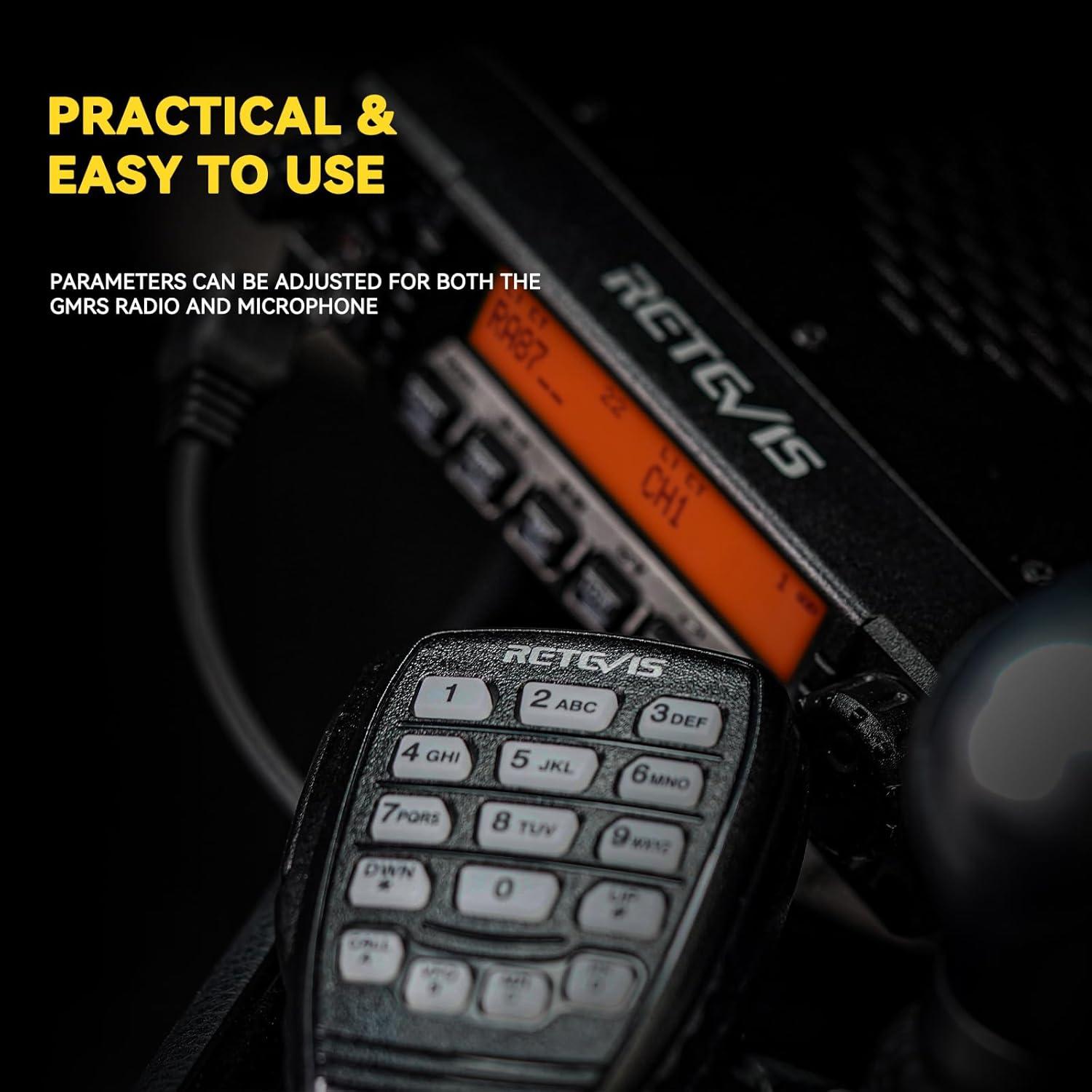 Radio Móvil Retevis RA87 GMRS con Antena MR300 - Largo Alcance