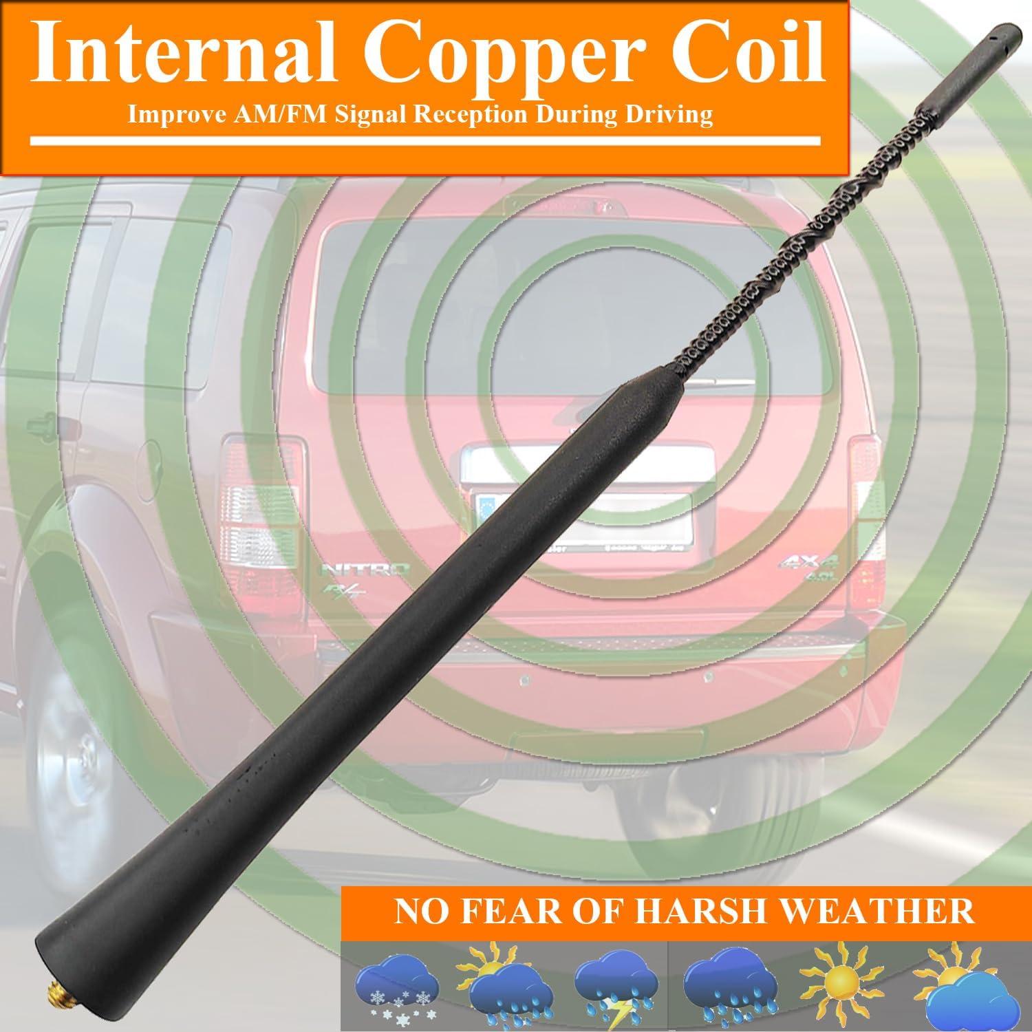 Antena de 23 cm para Dodge Nitro 2007-2010, Caucho Flexible