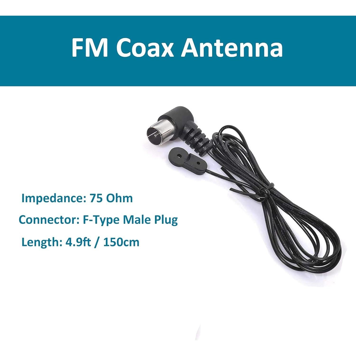 Antena FM Coaxial AEDIKO 75 Ohm 150 cm + Antena AM Loop