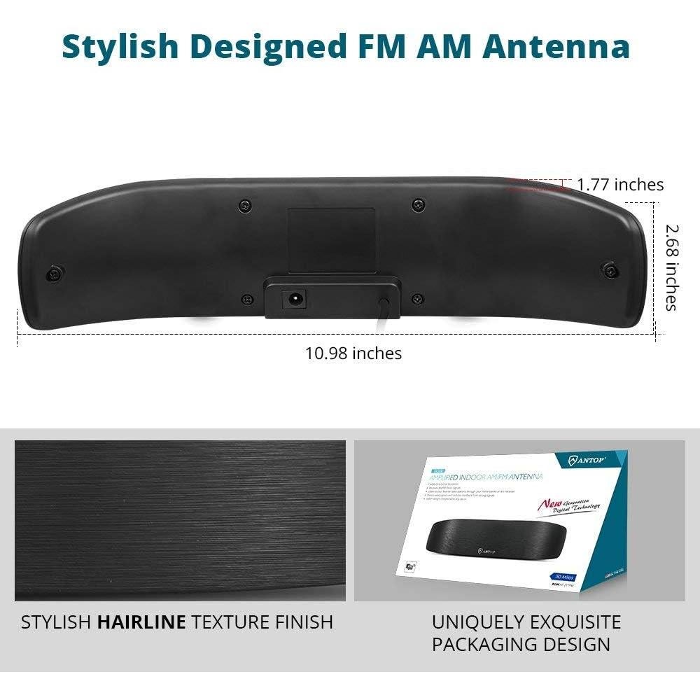 Antena de Radio Interior Antop Amplificada Direccional 50 Millas