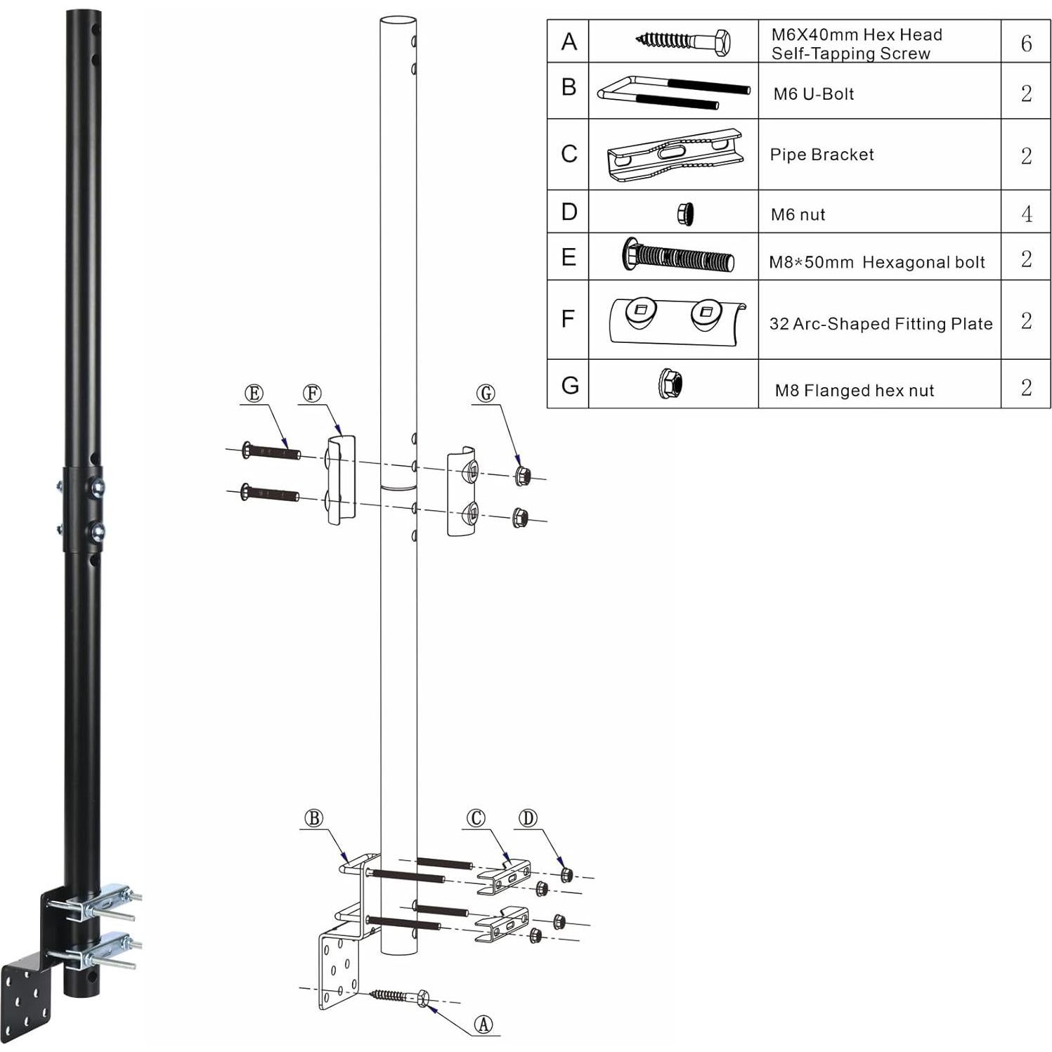 Soporte de Poste CEKAY para Antenas Exteriores 83.82 cm
