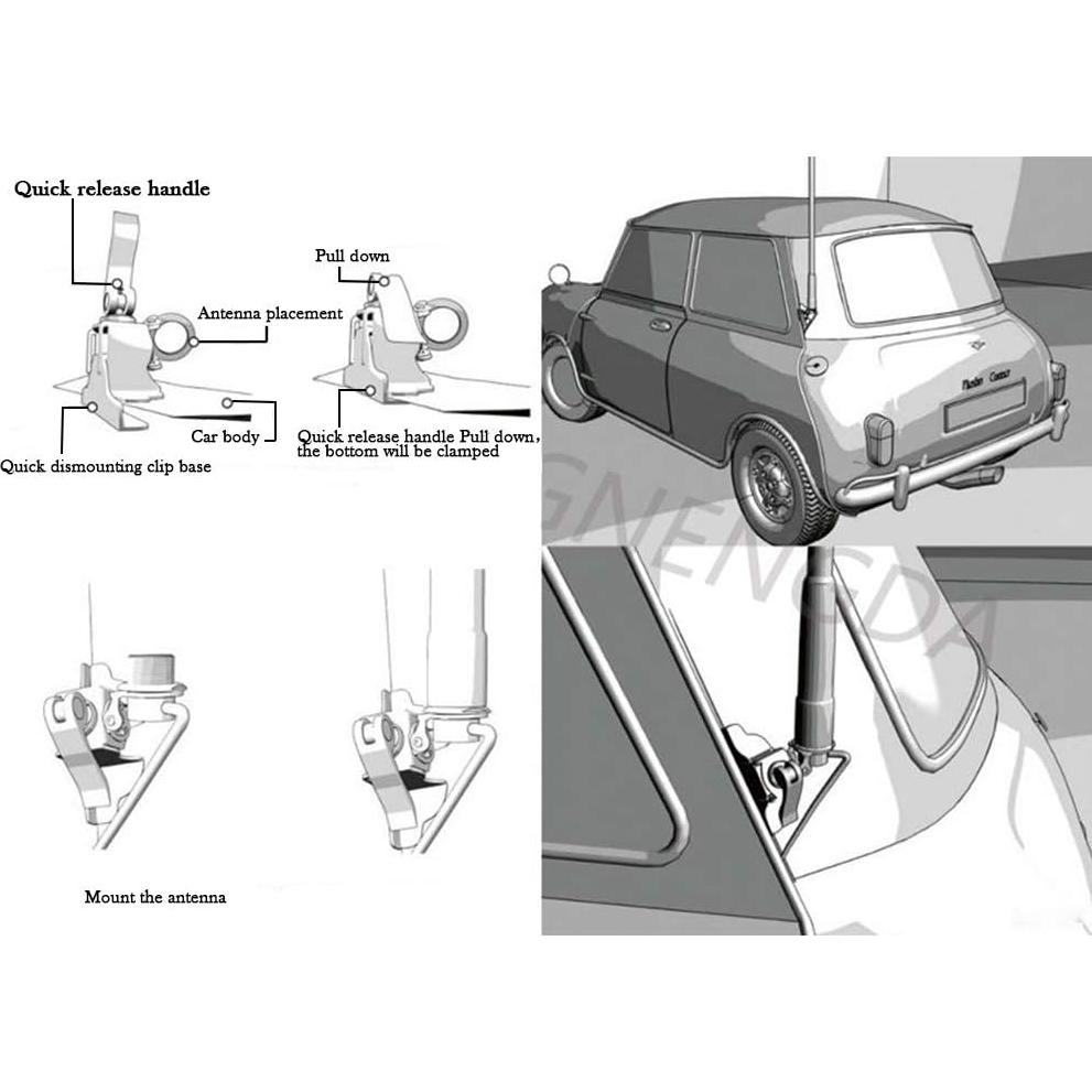 Soporte de Antena de Coche UAYESOK con Cable Coaxial 5m