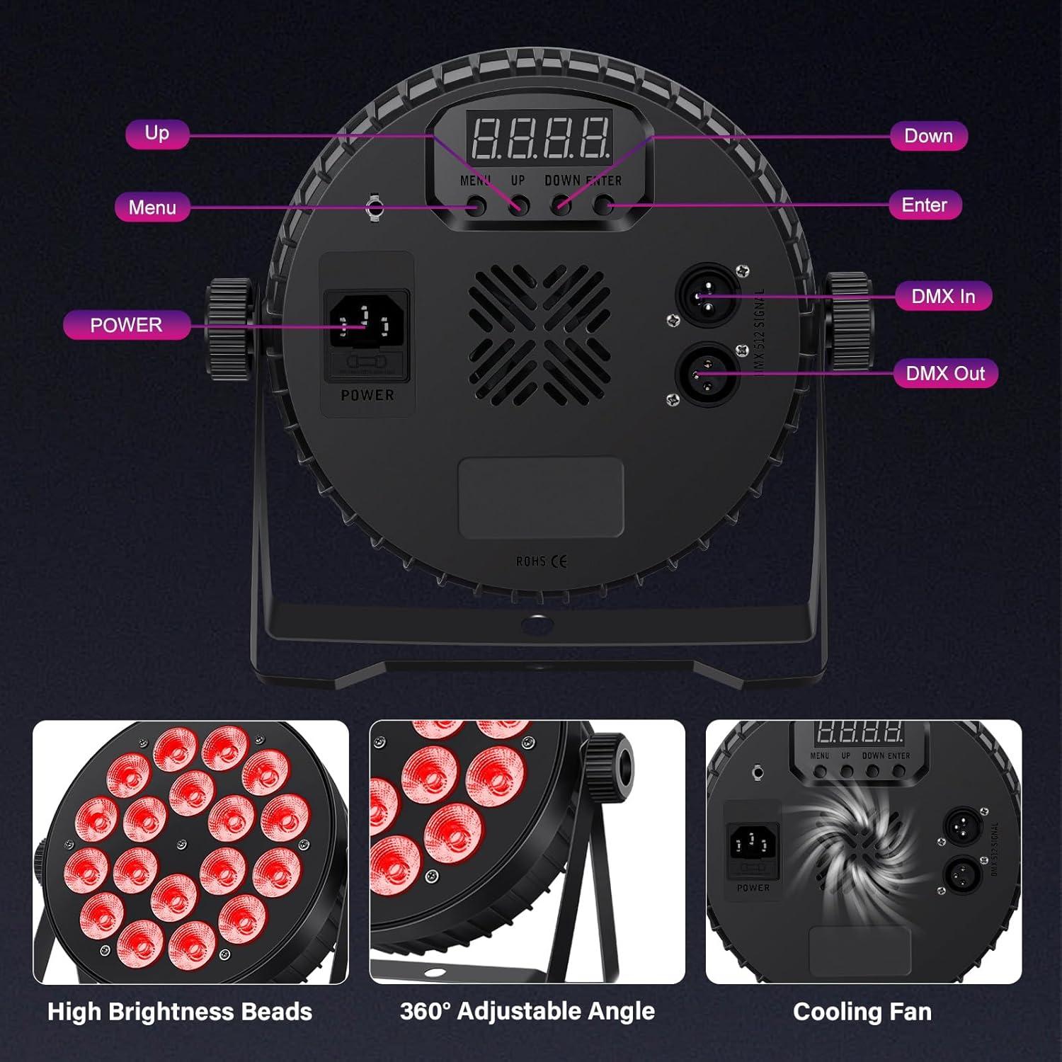 Luces Par LED 90W RGBW 4 en 1 - Paquete de 4