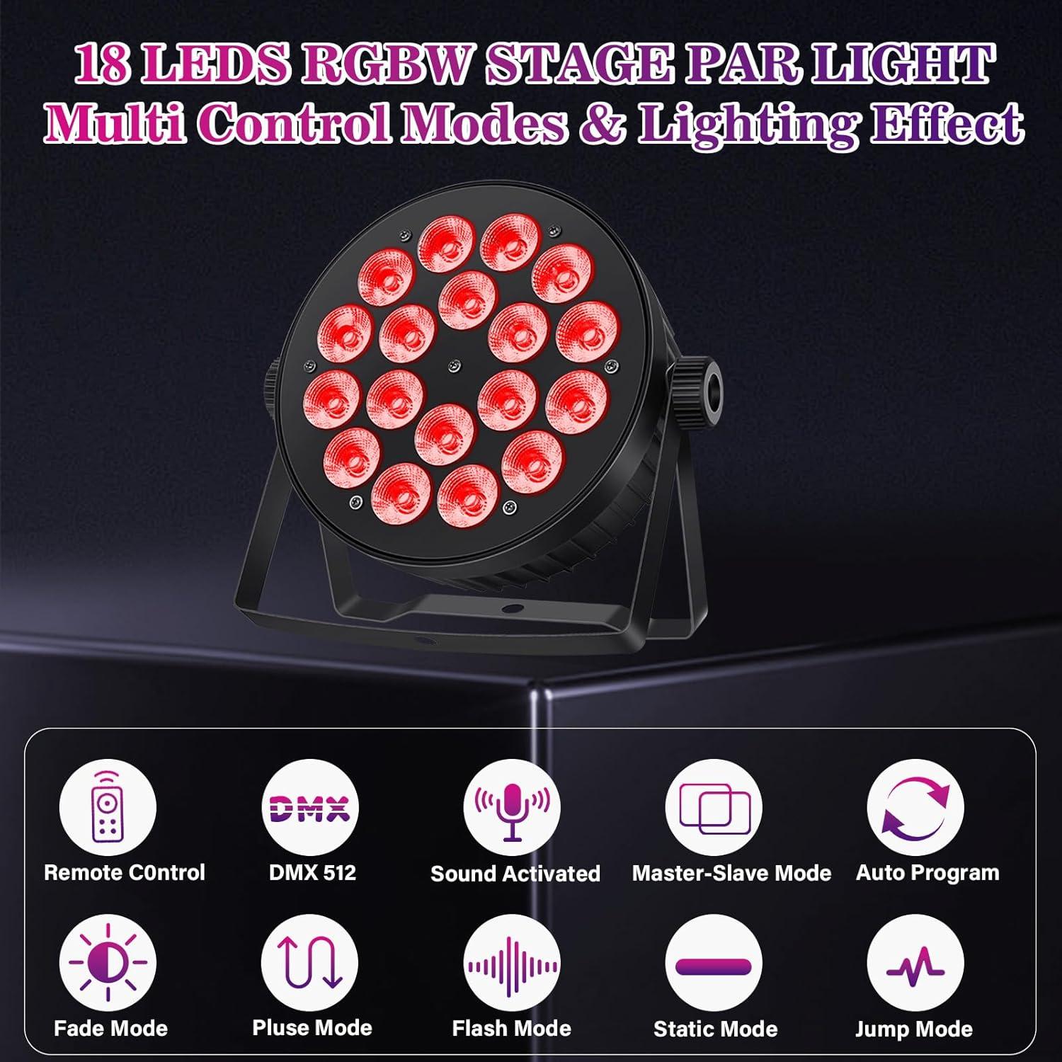 Luces Par LED 90W RGBW 4 en 1 - Paquete de 4