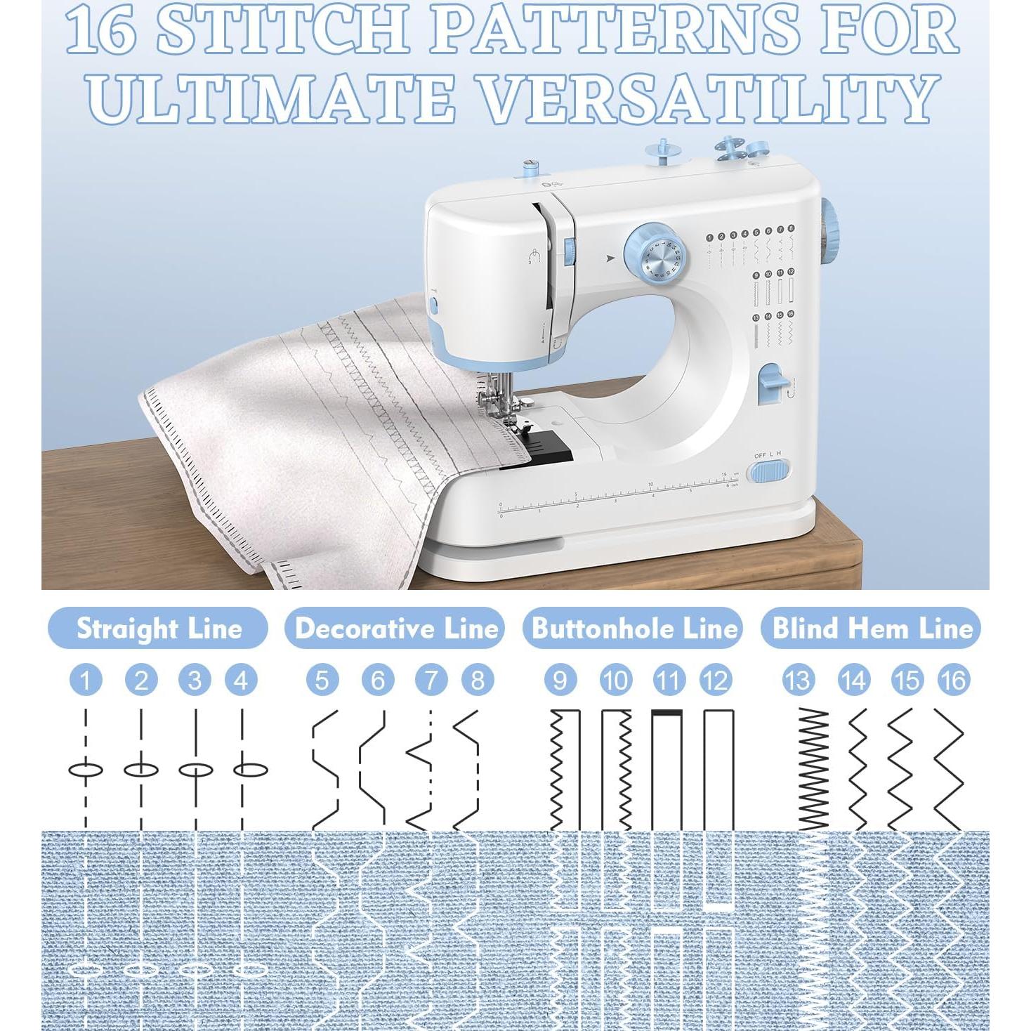 Máquina de Coser SEDNEE FHSM-520 16 Puntos Portátil Azul