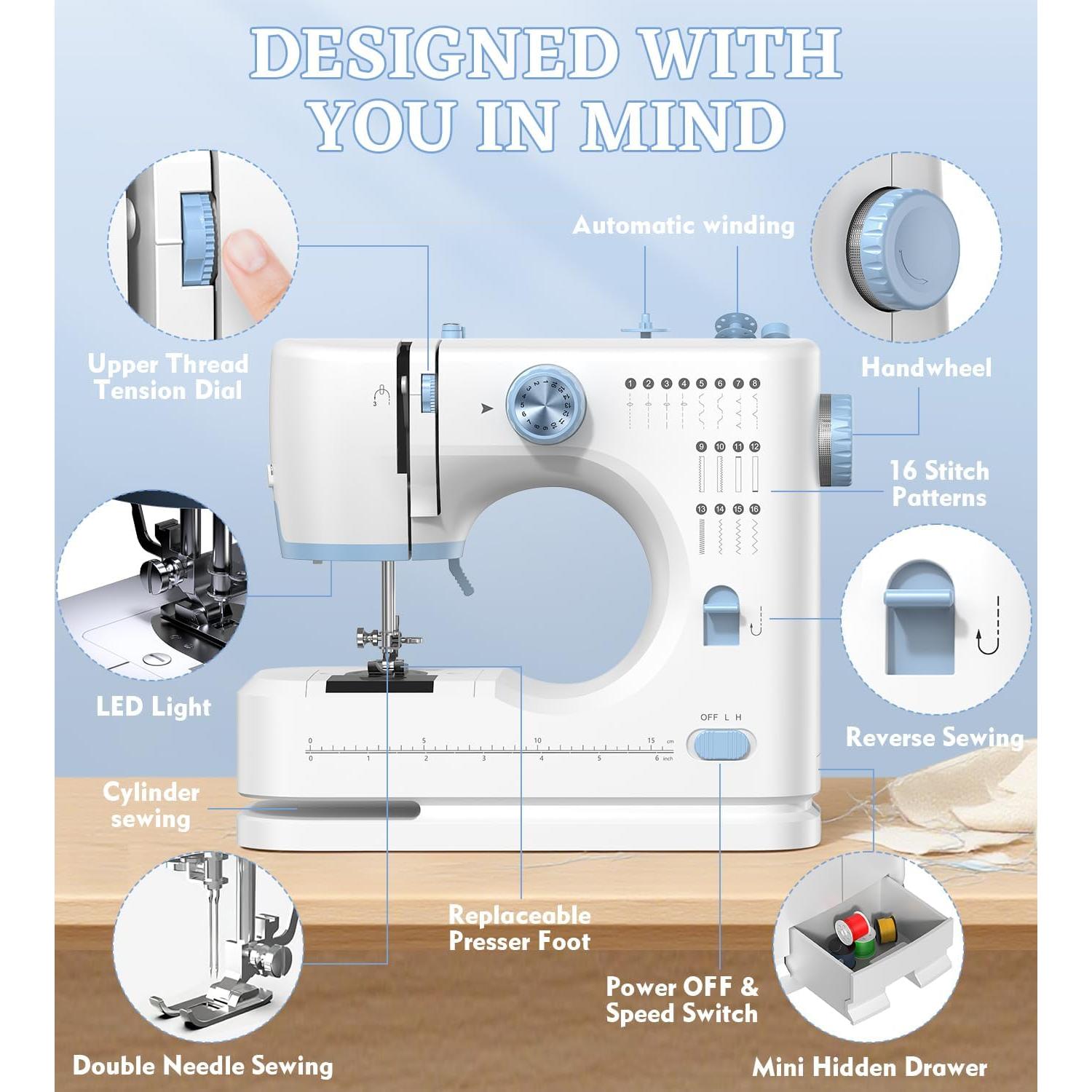 Máquina de Coser SEDNEE FHSM-520 16 Puntos Portátil Azul