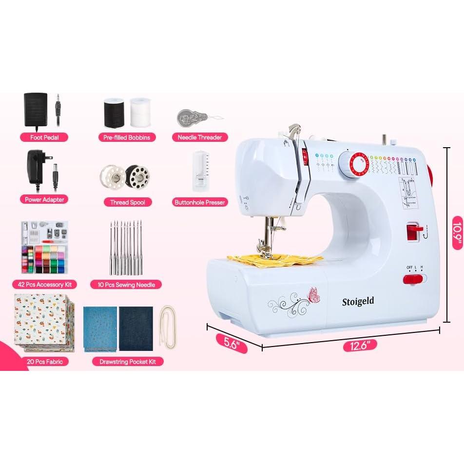 Máquina de Coser Portátil Stoigeld 700 con 16 Puntadas y 42 Accesorios