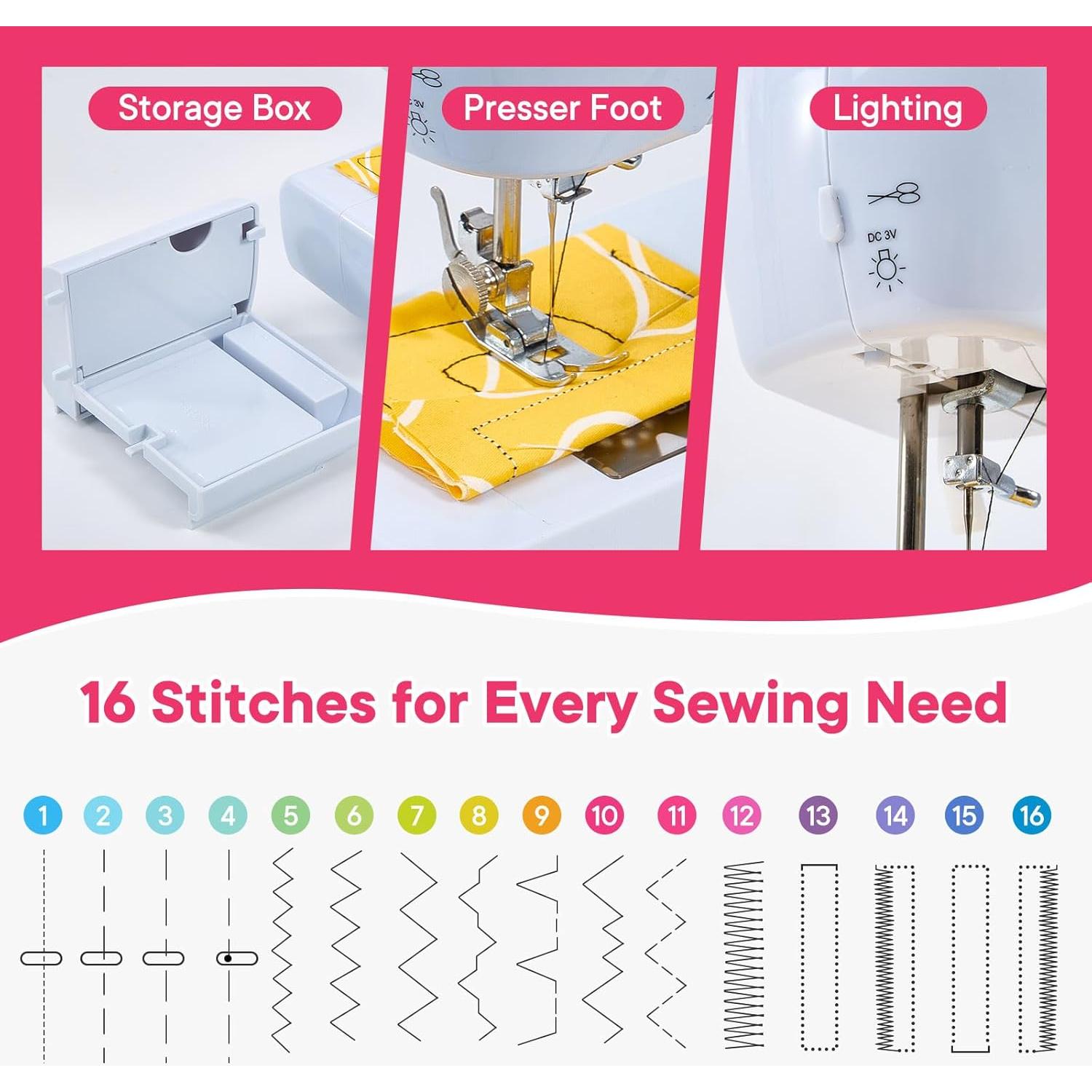 Máquina de Coser Portátil Stoigeld 700 con 16 Puntadas y 42 Accesorios