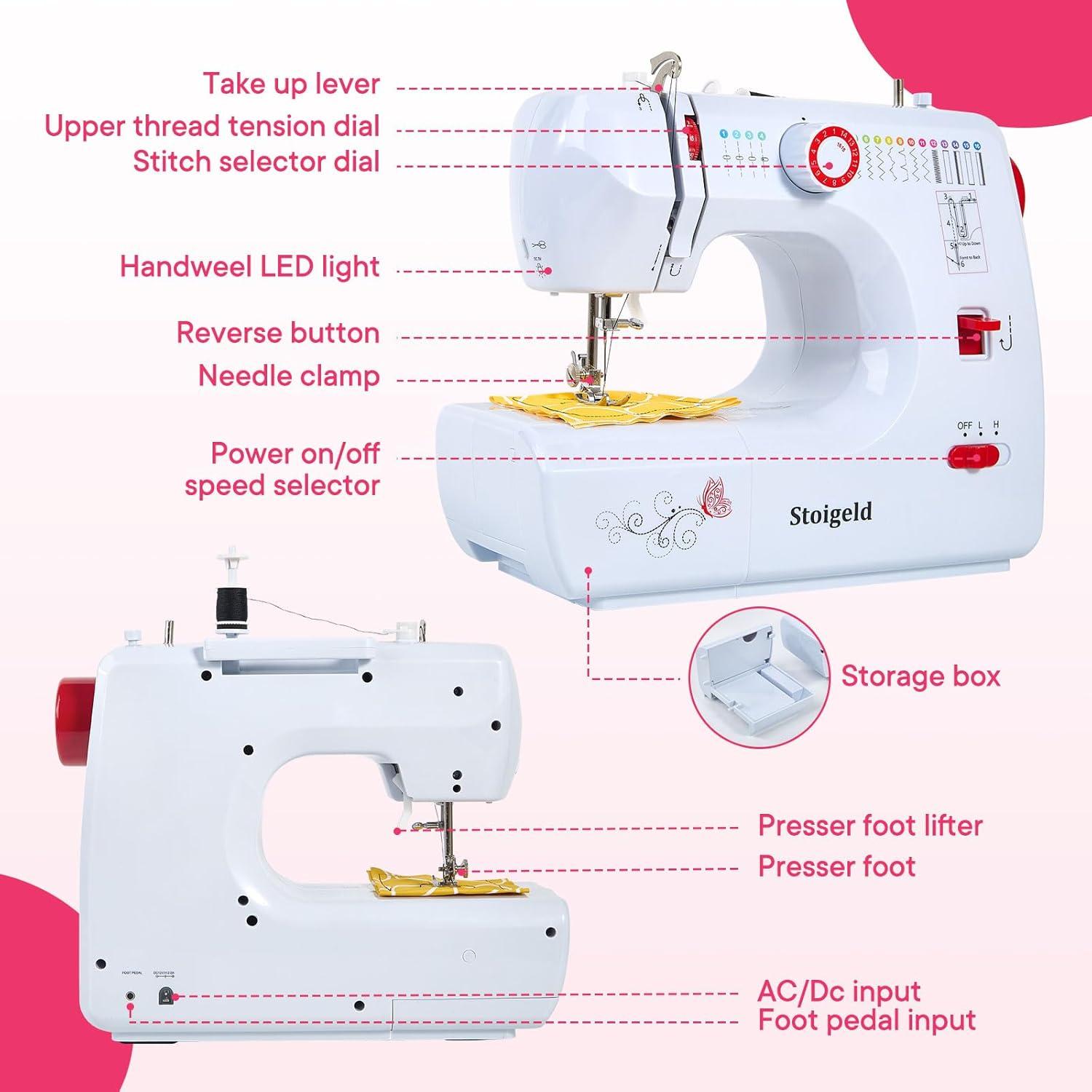 Máquina de Coser Portátil Stoigeld 700 con 16 Puntadas y 42 Accesorios