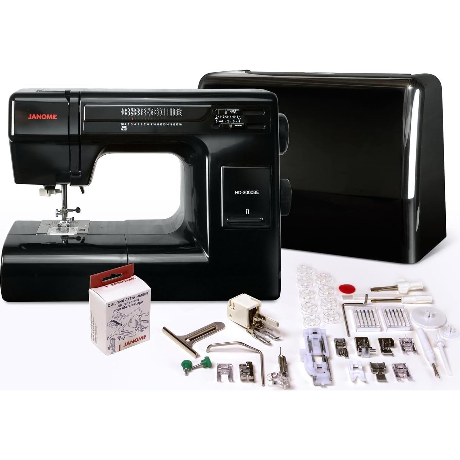 Máquina de Coser Janome HD-3000BE Negra con Kit Acolchado 6 Piezas