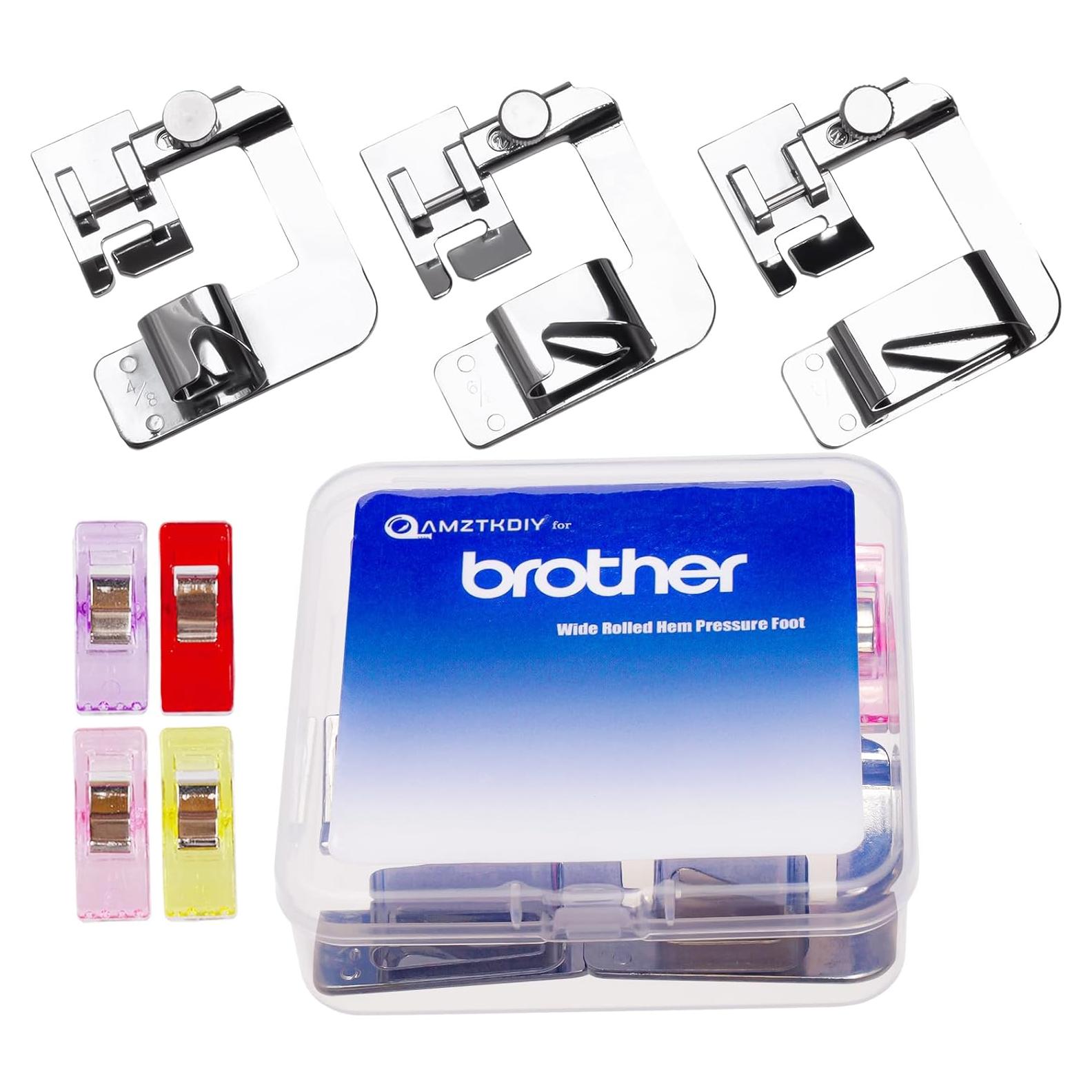 Juego de pies prensores de dobladillo enrollado AMZTKDIY 3 tamaños
