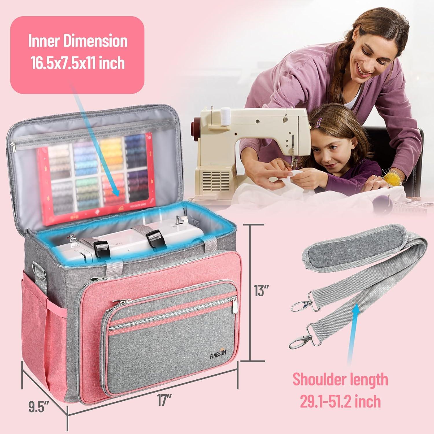 Funda para Máquina de Coser FINESUN Rosa con Bolsillos y Correa