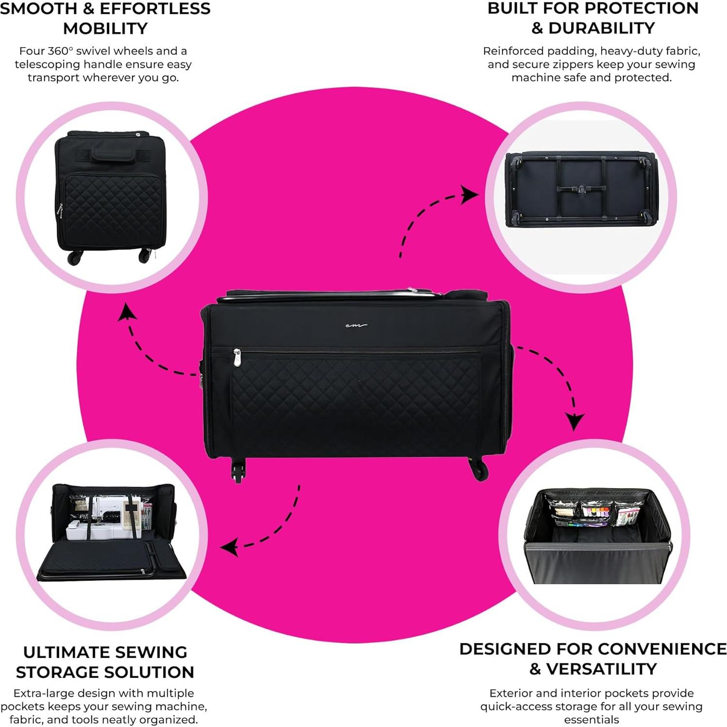 Estuche de Máquina de Coser Todo Mary Jumbo Negro Acolchado