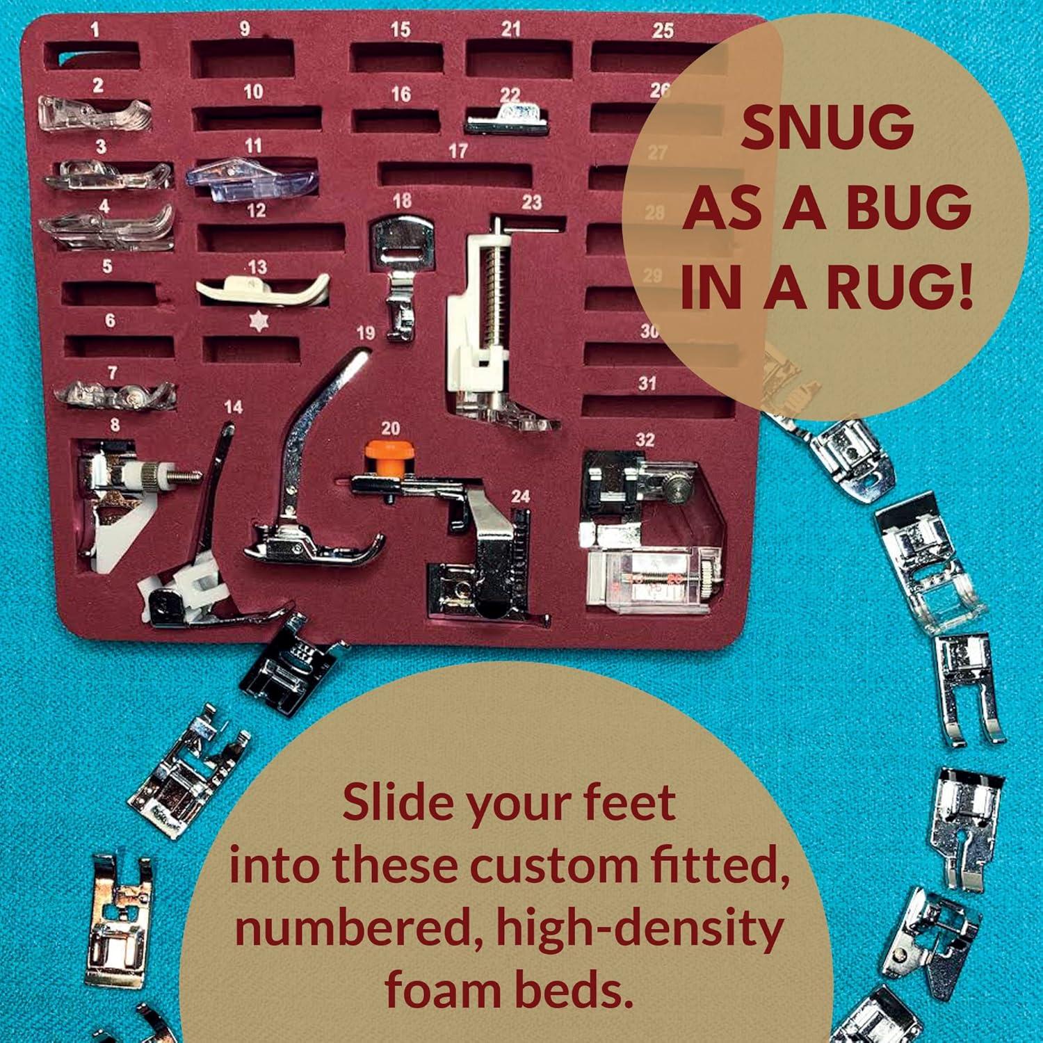 Juego de Patas de Prensatelas Madam Sew 32 Piezas - Compatible con Singer, Brother, Janome