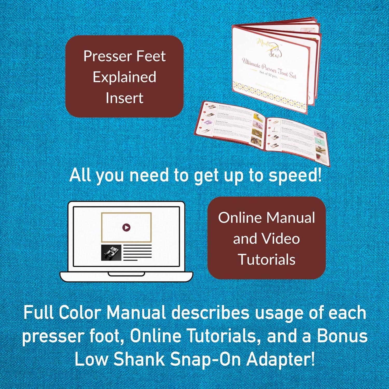 Juego de Patas de Prensatelas Madam Sew 32 Piezas - Compatible con Singer, Brother, Janome