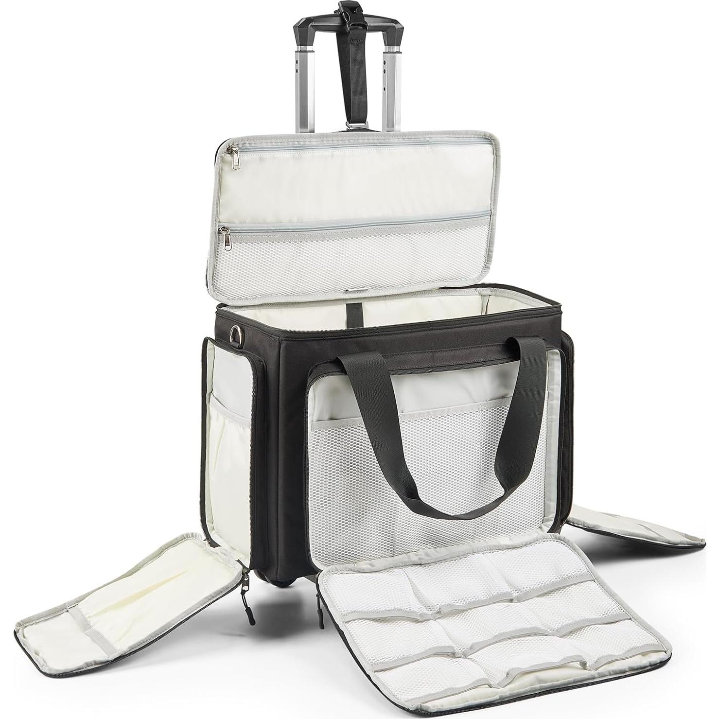 Bolsa de máquina de coser con carro YKK negra 48x28x33 cm