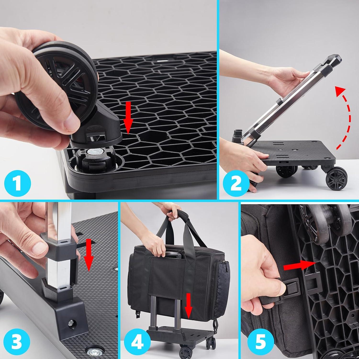 Bolsa de máquina de coser con carro YKK negra 48x28x33 cm