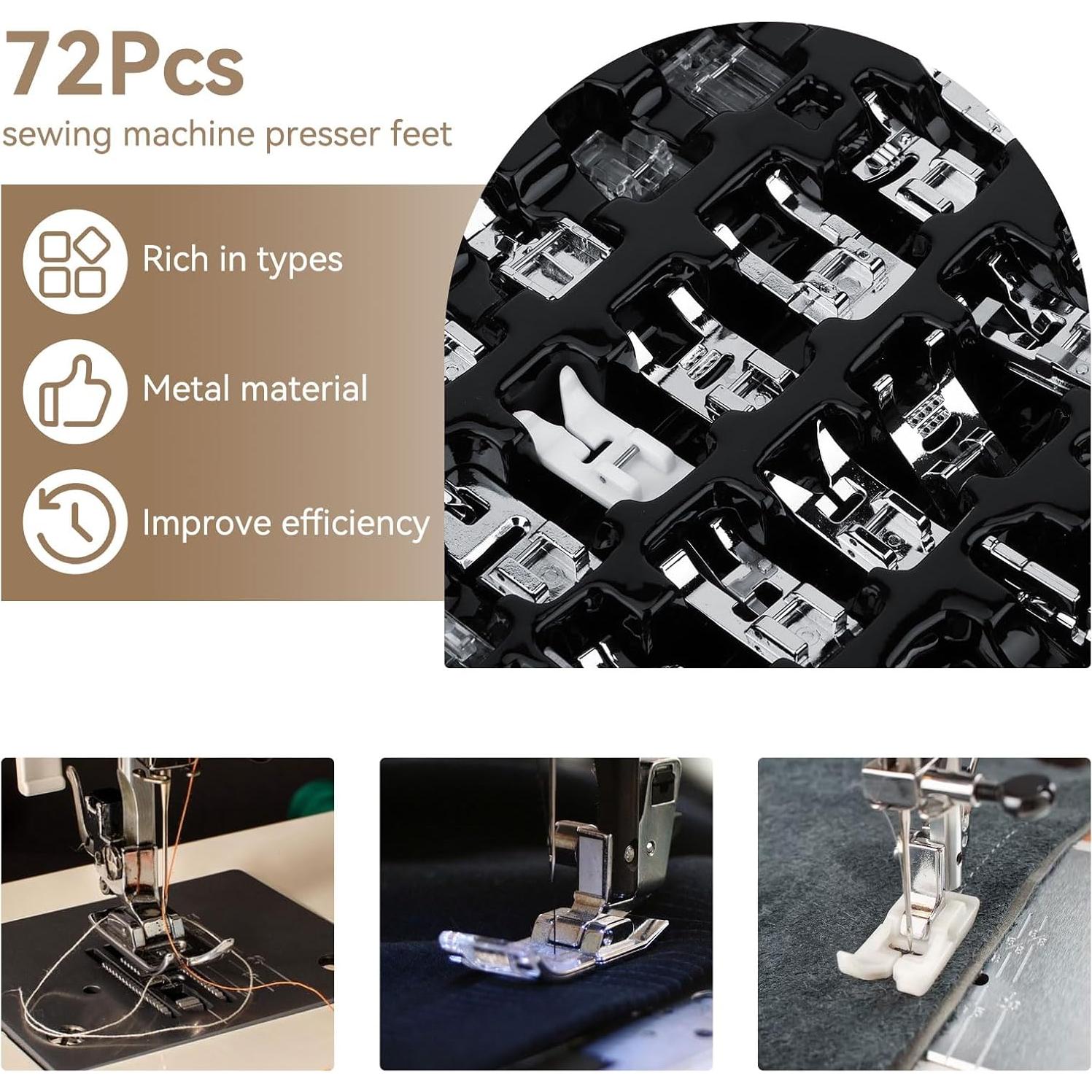 Juego de 72 Piezas de Pies Prensores para Máquinas de Coser
