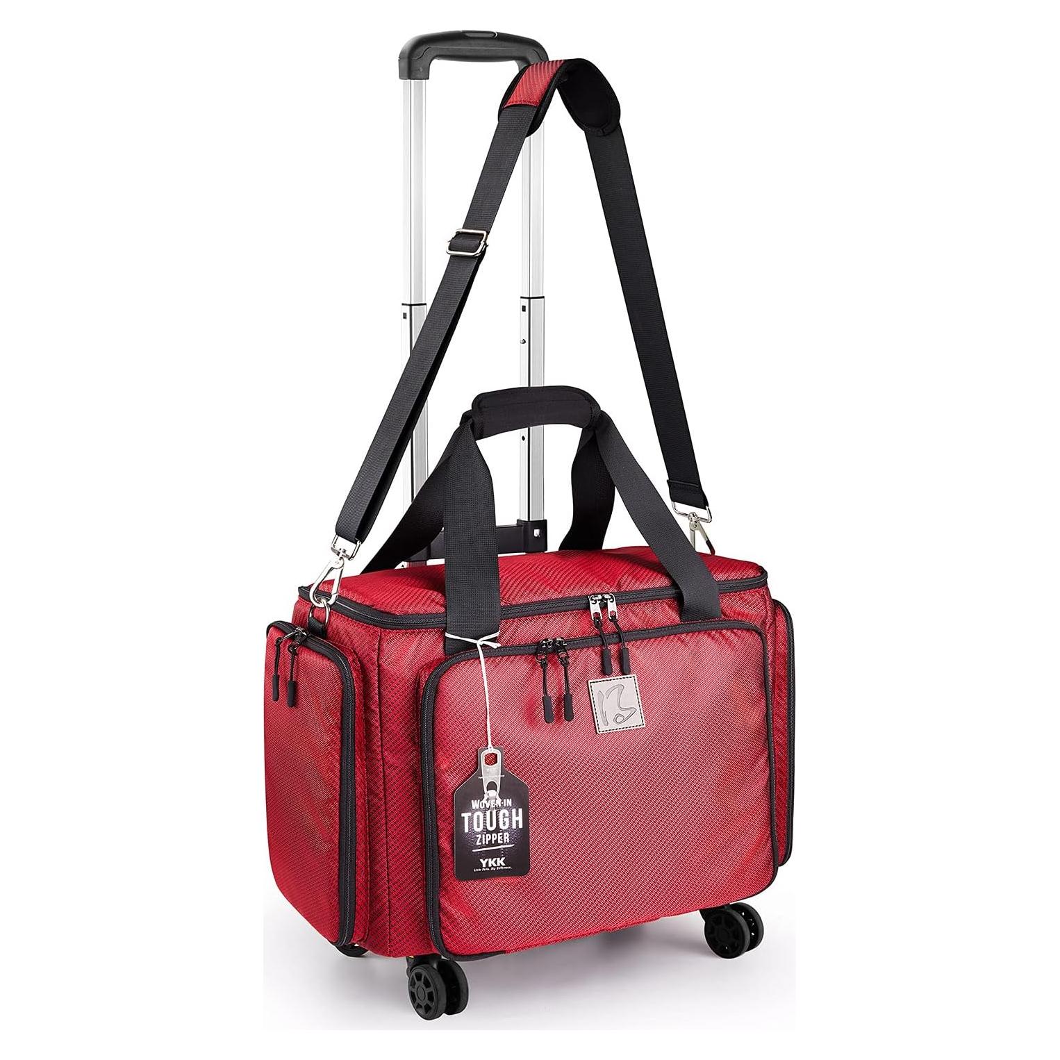 Bolsa de máquina de coser rodante YKK roja 48.3x27.9x33 cm