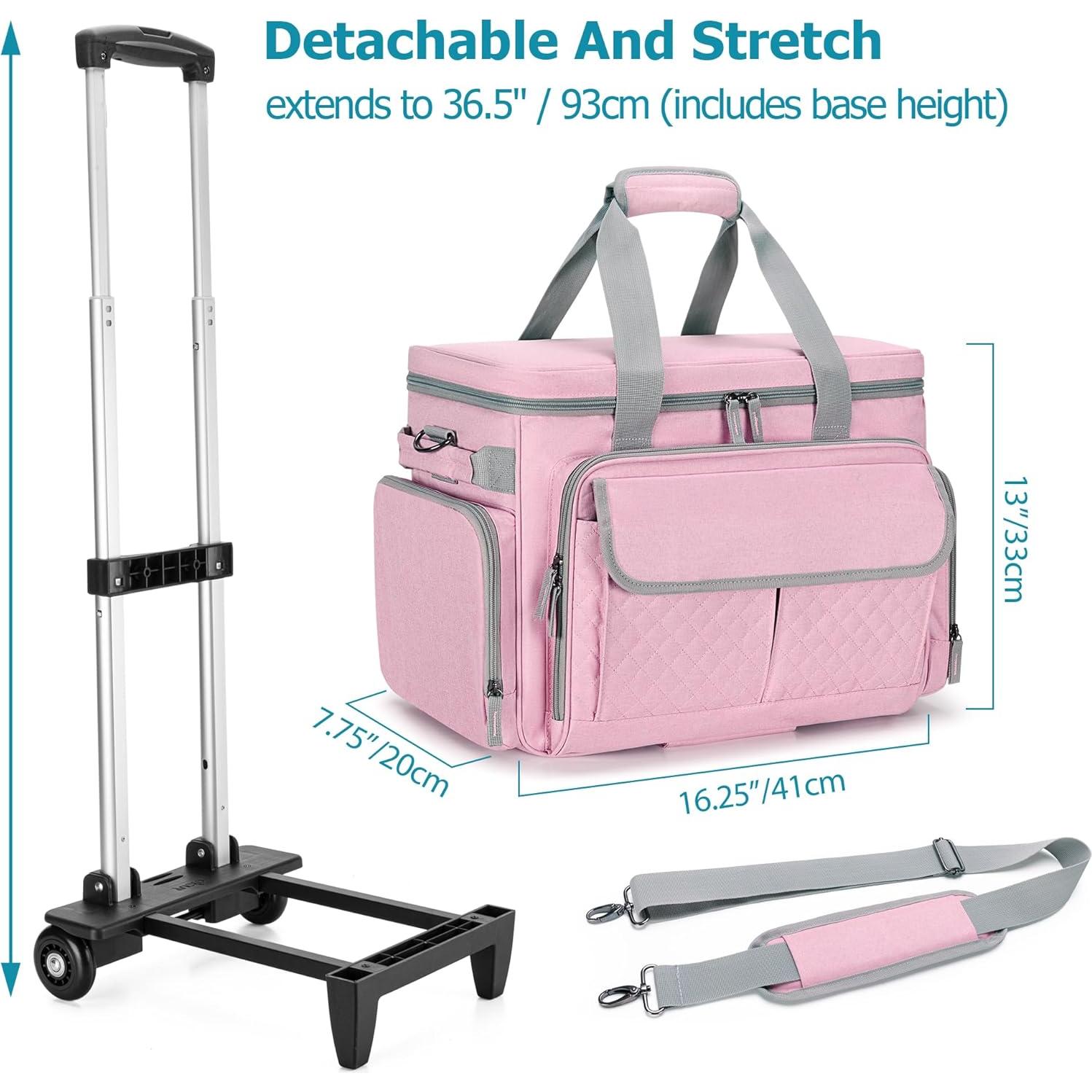 Funda de Máquina de Coser LUXJA Rosa con Ruedas y Bolsillos