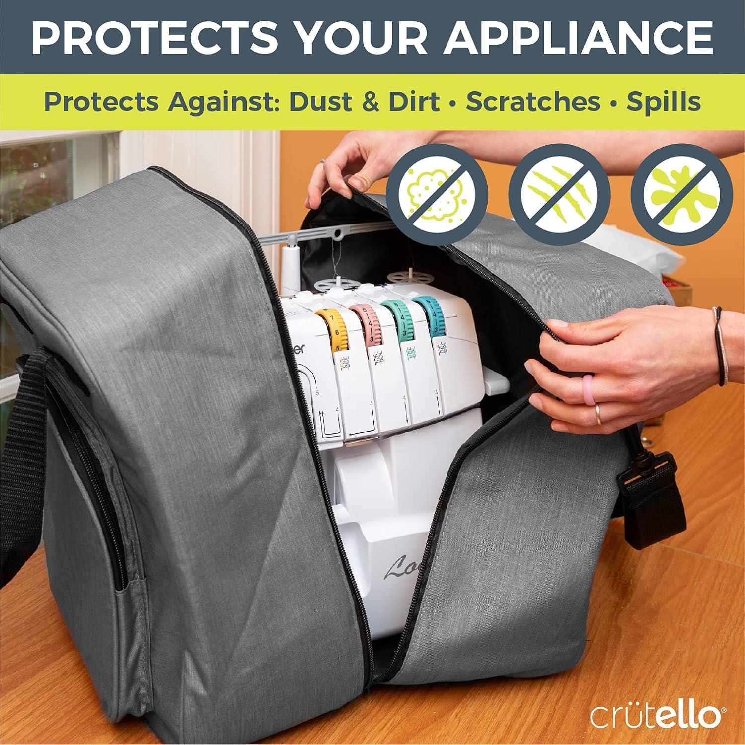 Funda para Máquina de Coser Crutello Gris - Bolsa de Transporte 34.9x30.5x34.3 cm