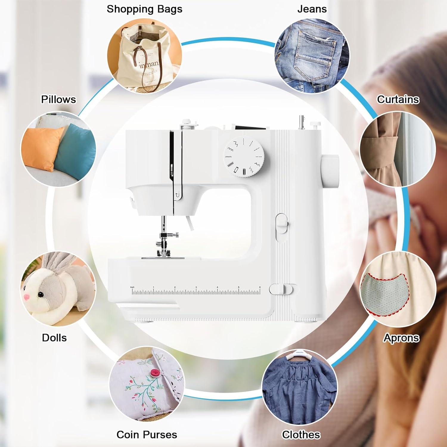 Máquina de Coser Mini TE56965 Blanca con Luz LED y 12 Puntadas