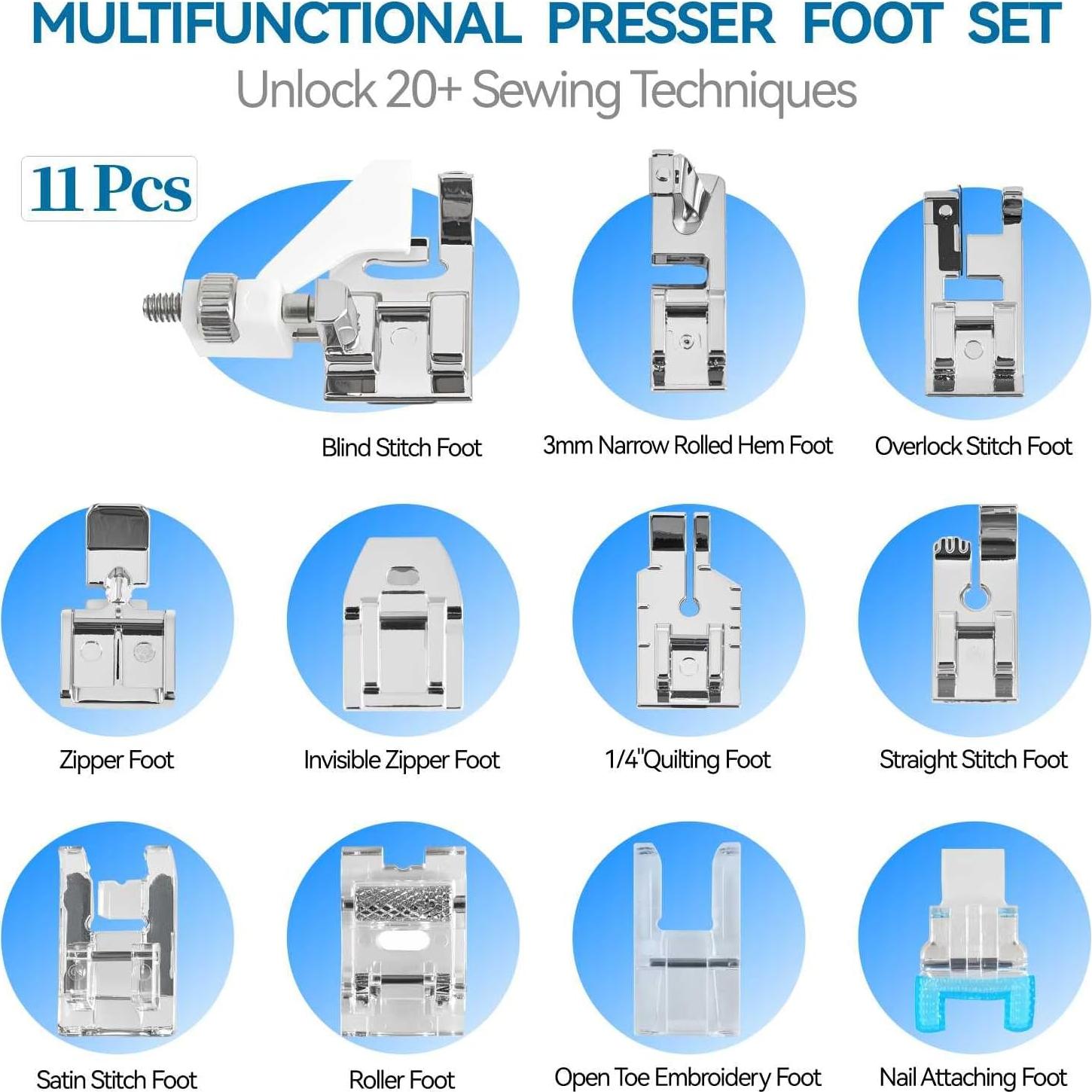 Kit de 11 Piezas de Patas de Prensatelas Qeykizy para Coser
