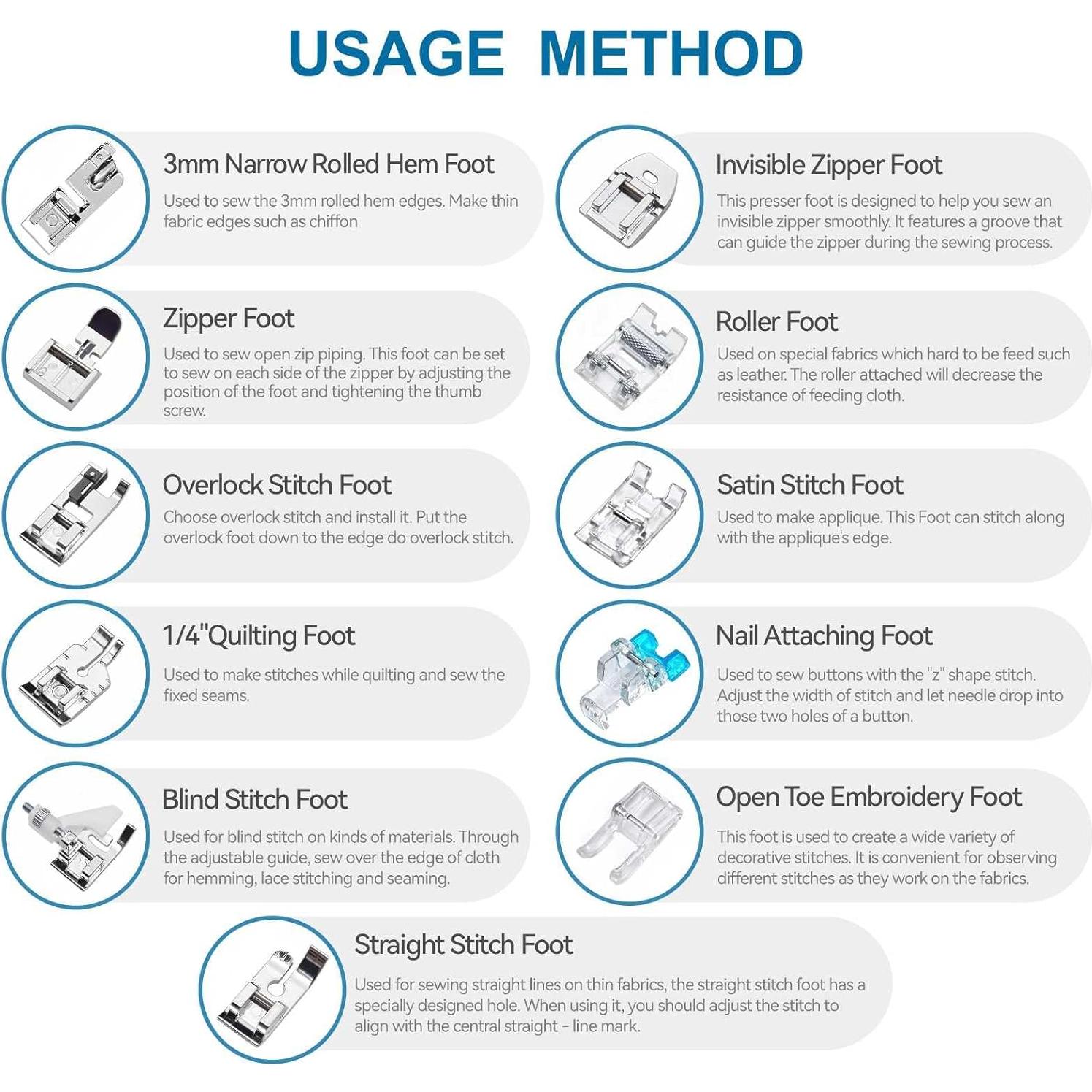 Kit de 11 Piezas de Patas de Prensatelas Qeykizy para Coser