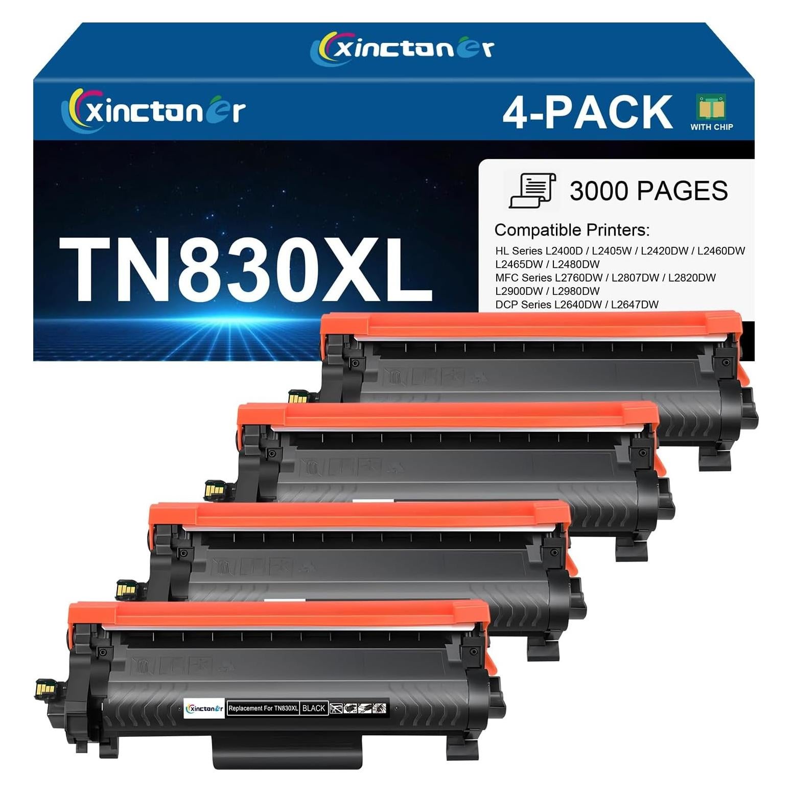 Tóner Compatible Xinctoner TN830XL para Brother - Paquete de 4