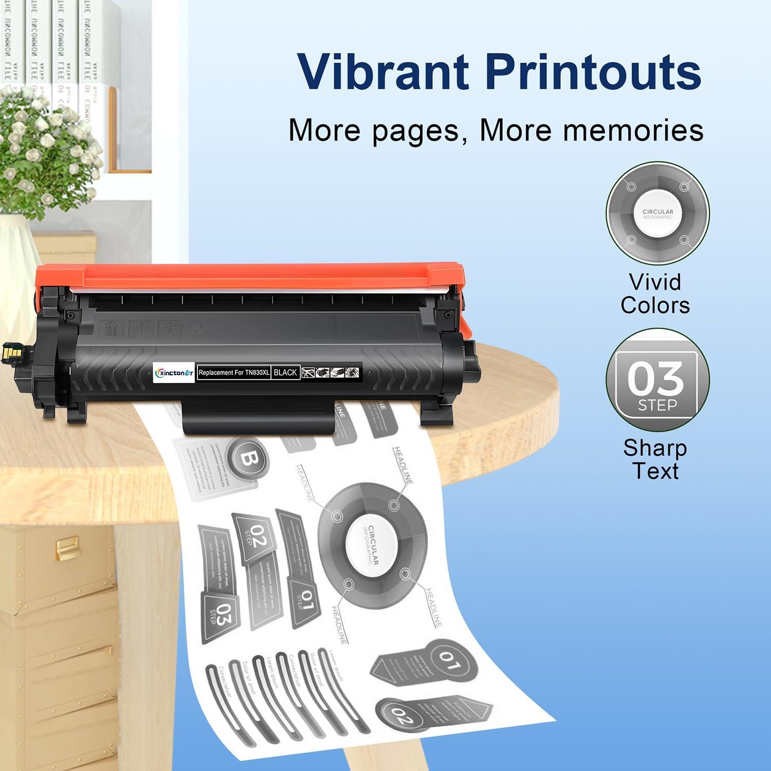 Tóner Compatible Xinctoner TN830XL para Brother - Paquete de 4