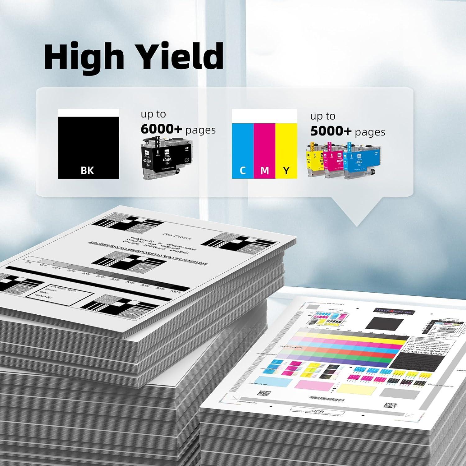 Cartuchos de tinta LC406XL Belietop para Brother - Paquete de 4