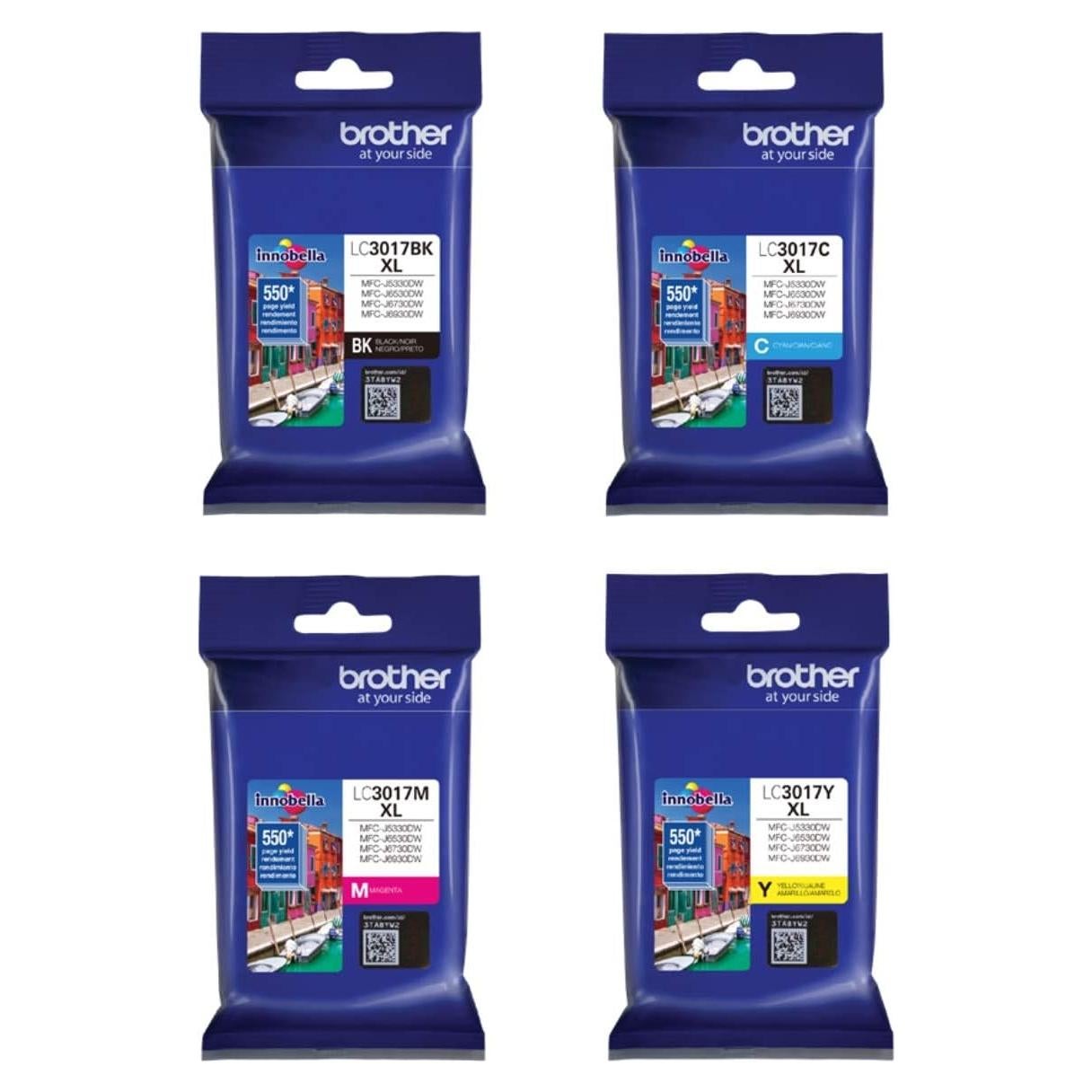 Paquete de Tinta Brother LC3017 BK/C/M/Y 4 Piezas Alto Rendimiento