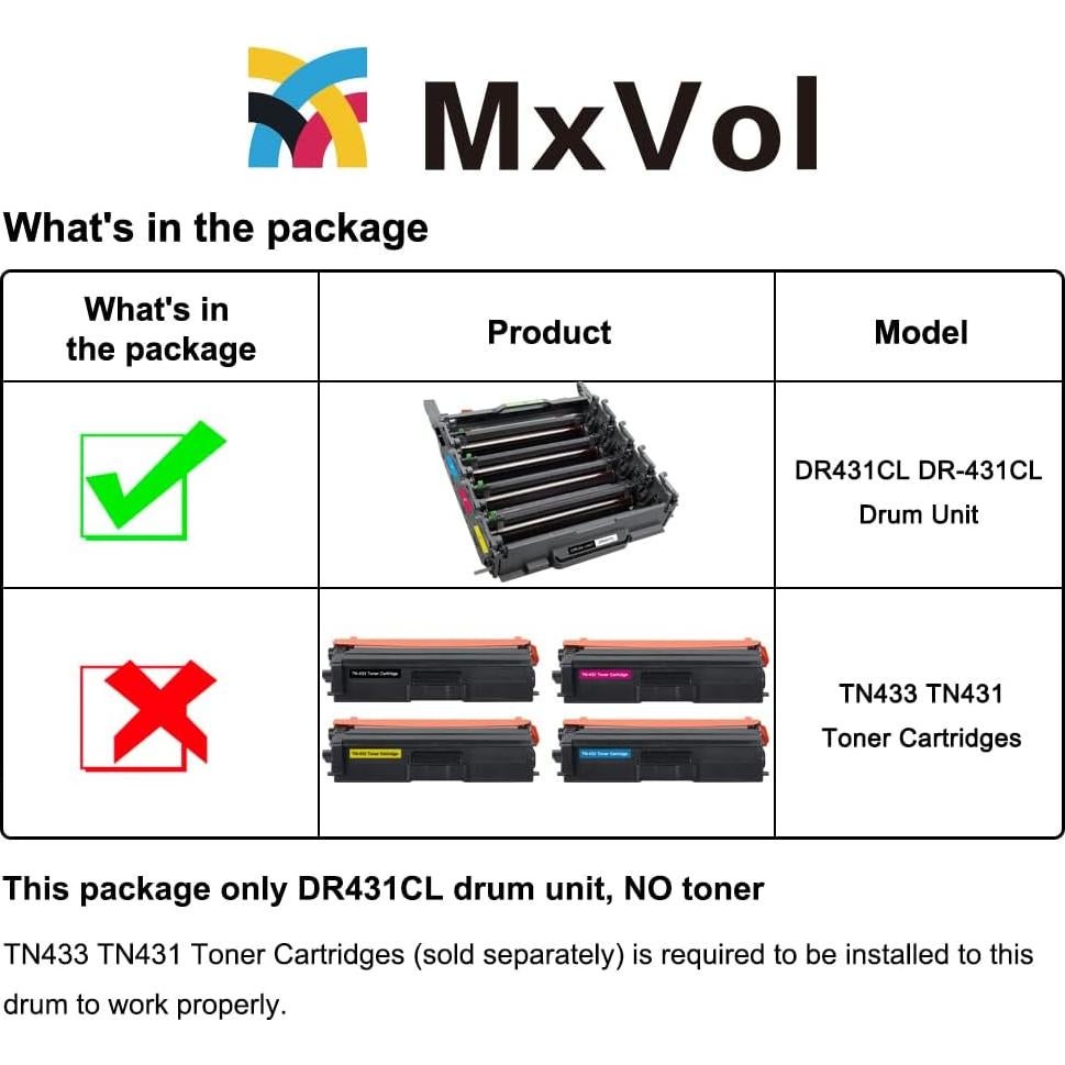 Unidad de Tambor MxVol DR431CL para Impresoras Brother - 30000 Páginas