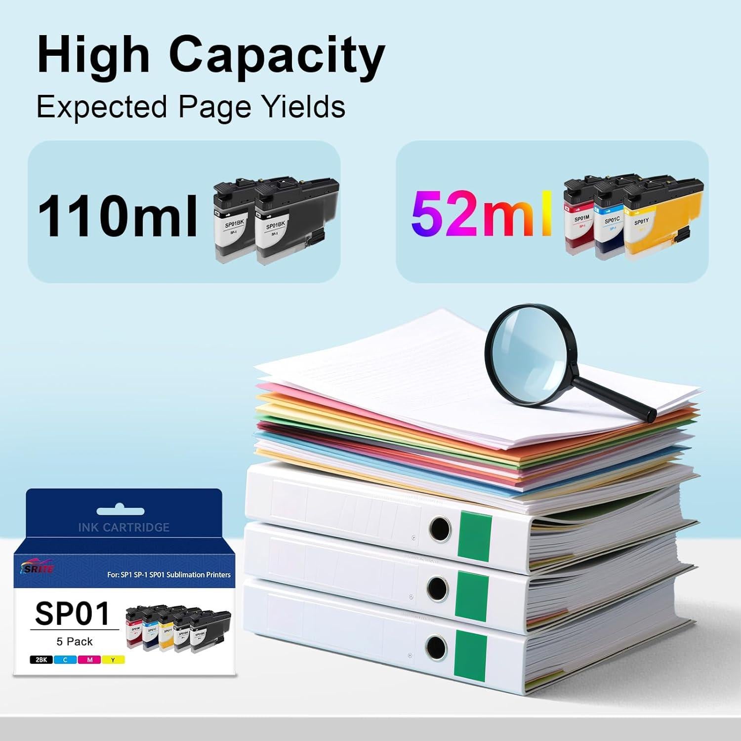 Cartucho de Tinta Alta Capacidad SRITE SP1 Compatible 5 Pzas