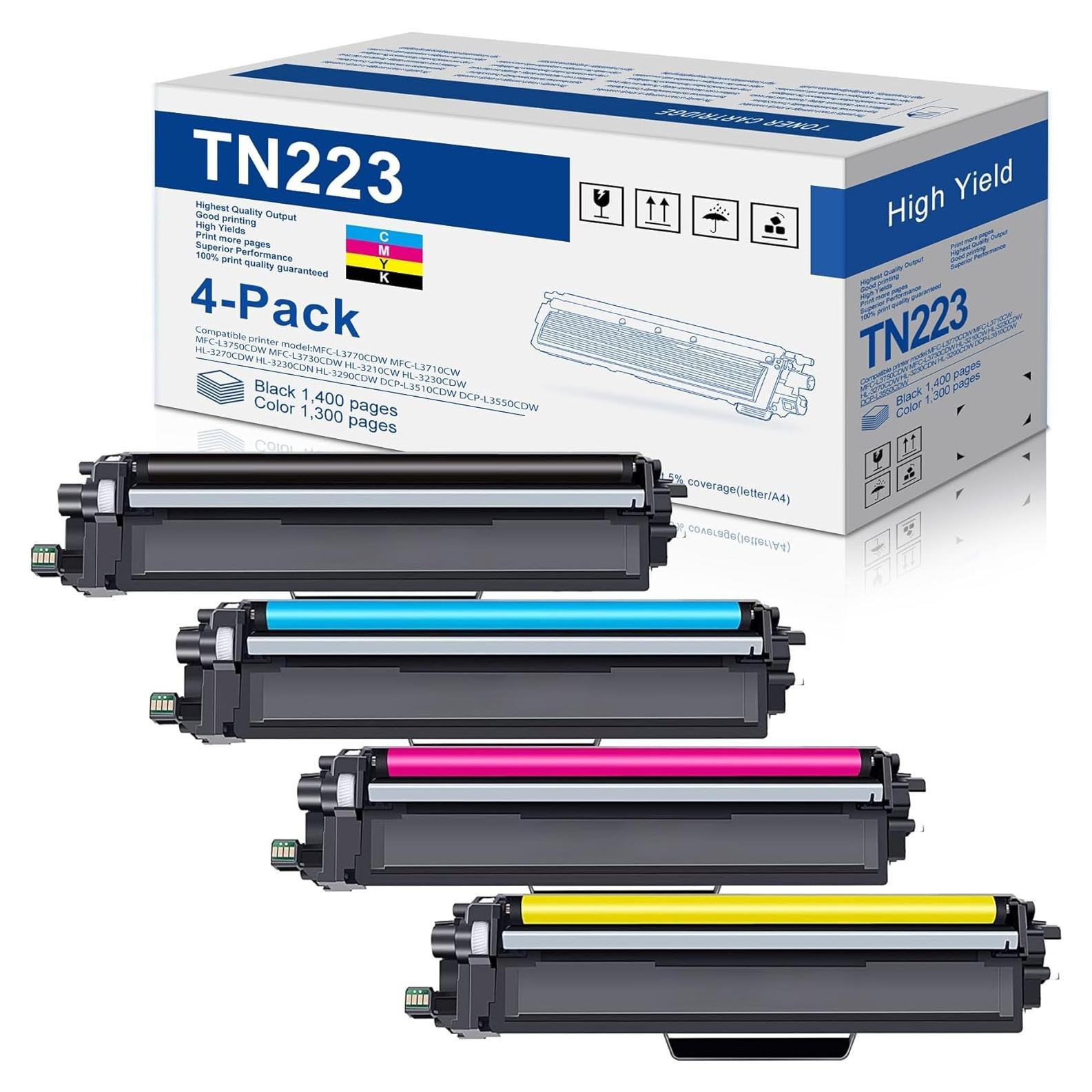 Cartucho de Tóner TN223 4PK Brother - Negro, Cian, Magenta, Amarillo