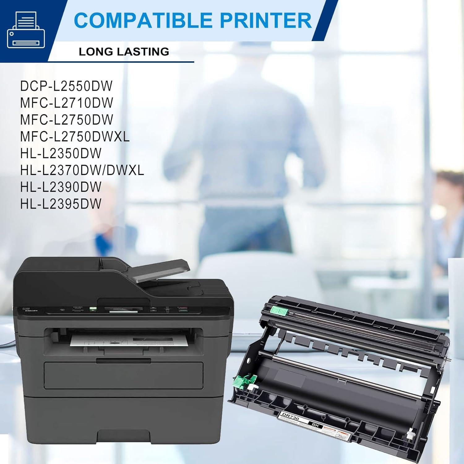 Unidad de Tambor Negro Compatible Brother DR730 - 12500 Páginas