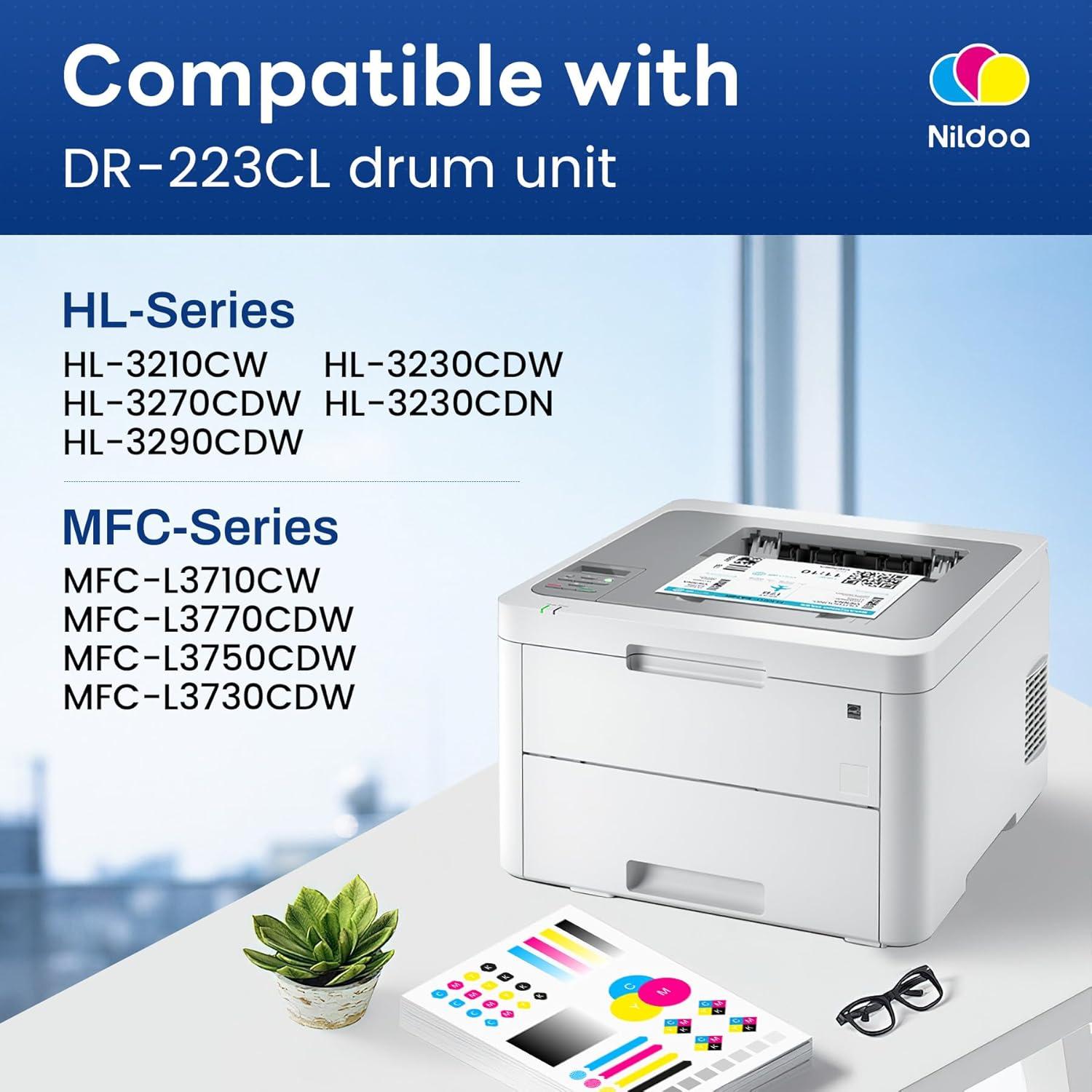 Unidad de Tambor Nildoa DR223CL Reemplazo 4 Paquetes para Brother