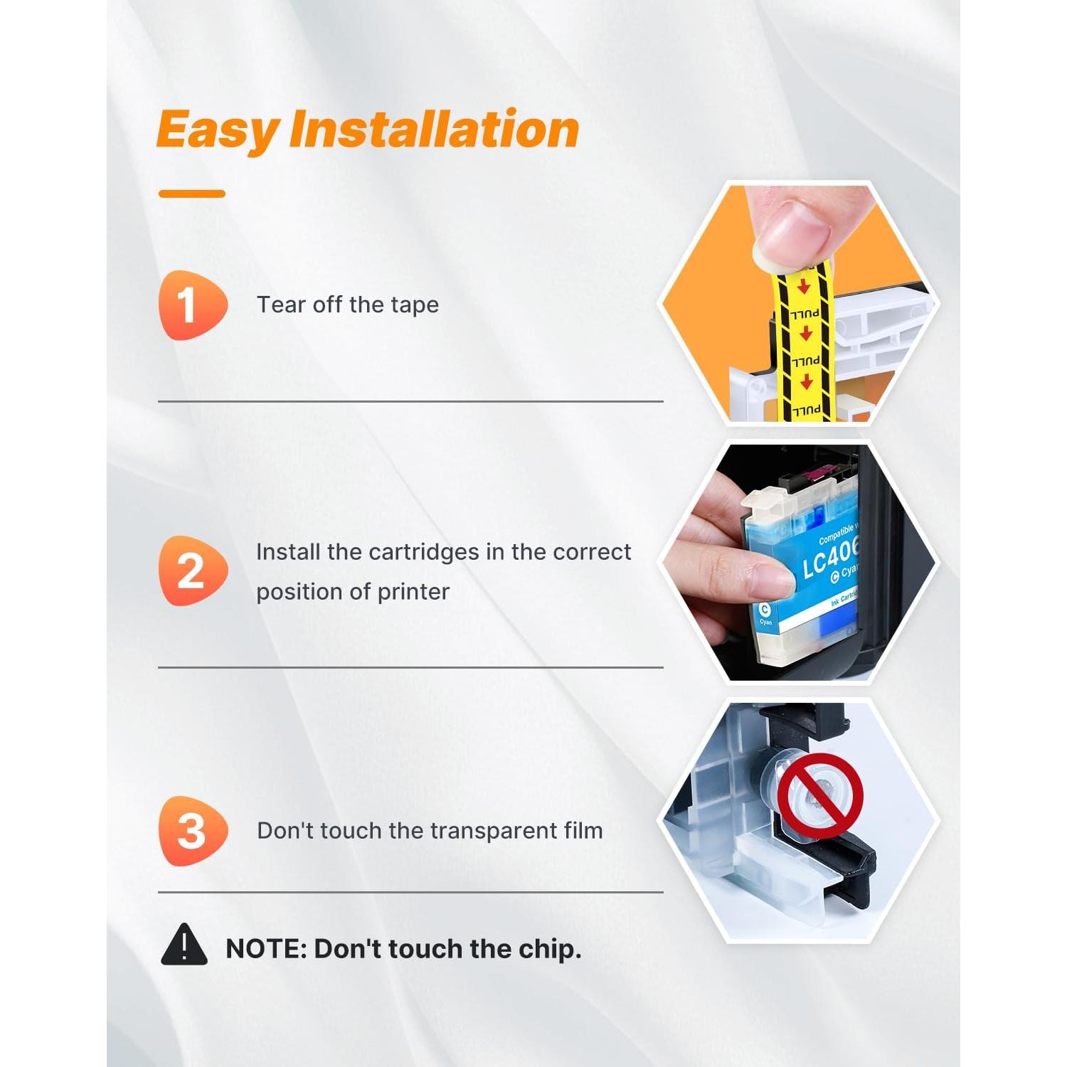 Cartuchos de tinta LC406XL MILEKO para impresora Brother - Paquete de 4