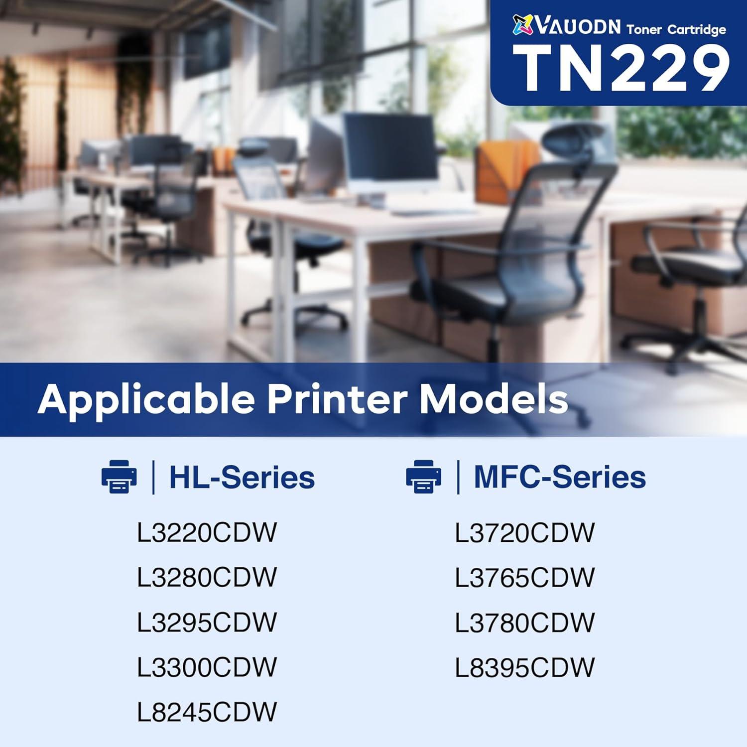 Cartucho de tóner TN229 Vauodn 4-Pack para impresoras Brother